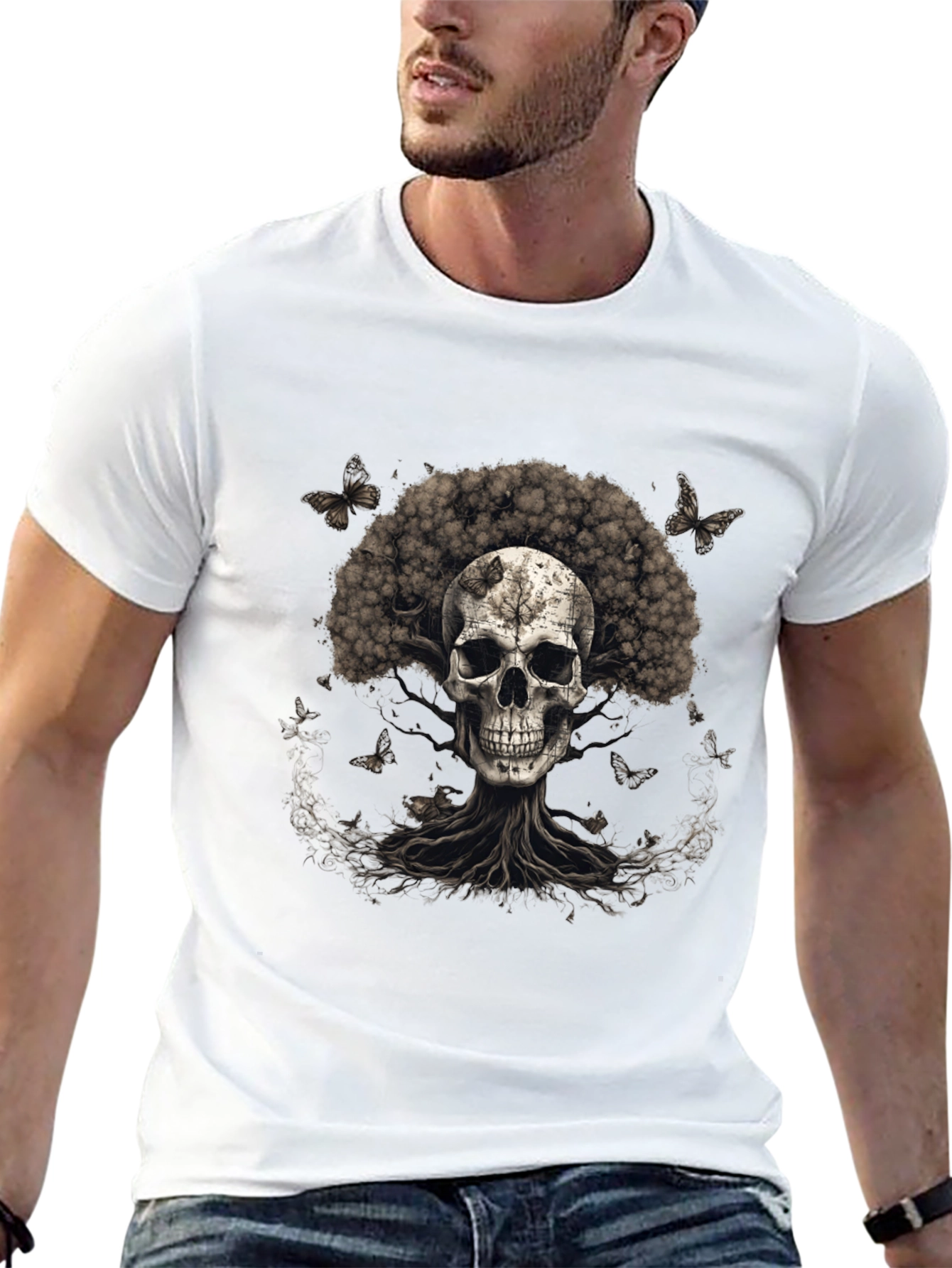 Skull & Tree Graphic Tee - Dark Aesthetic