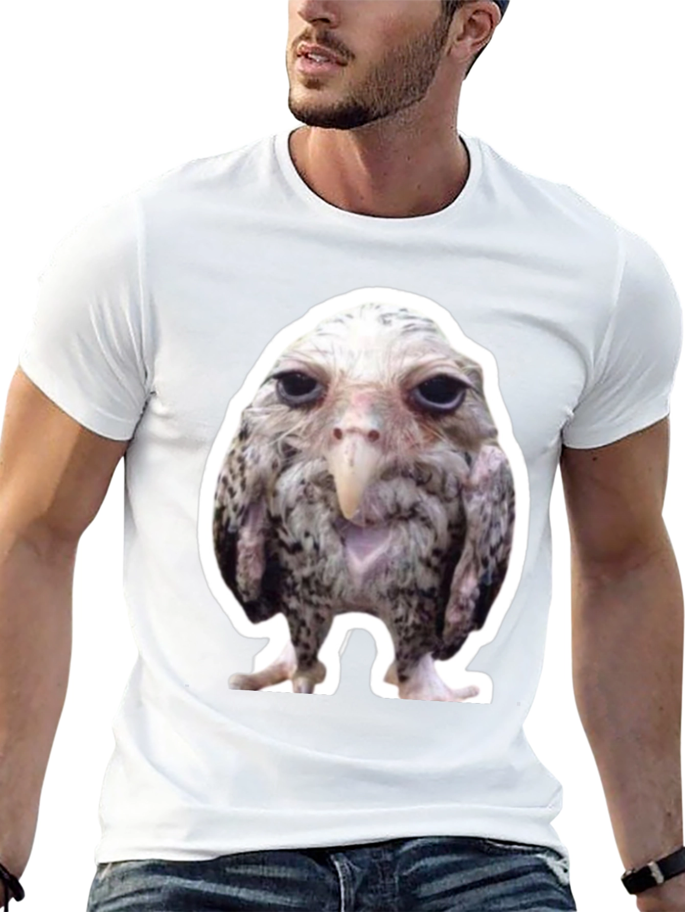 Funny Bird Graphic Black T-Shirt