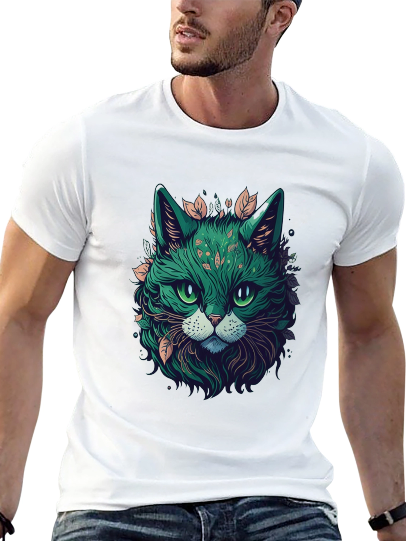 Emerald Cat Graphic Tee - Unique Design