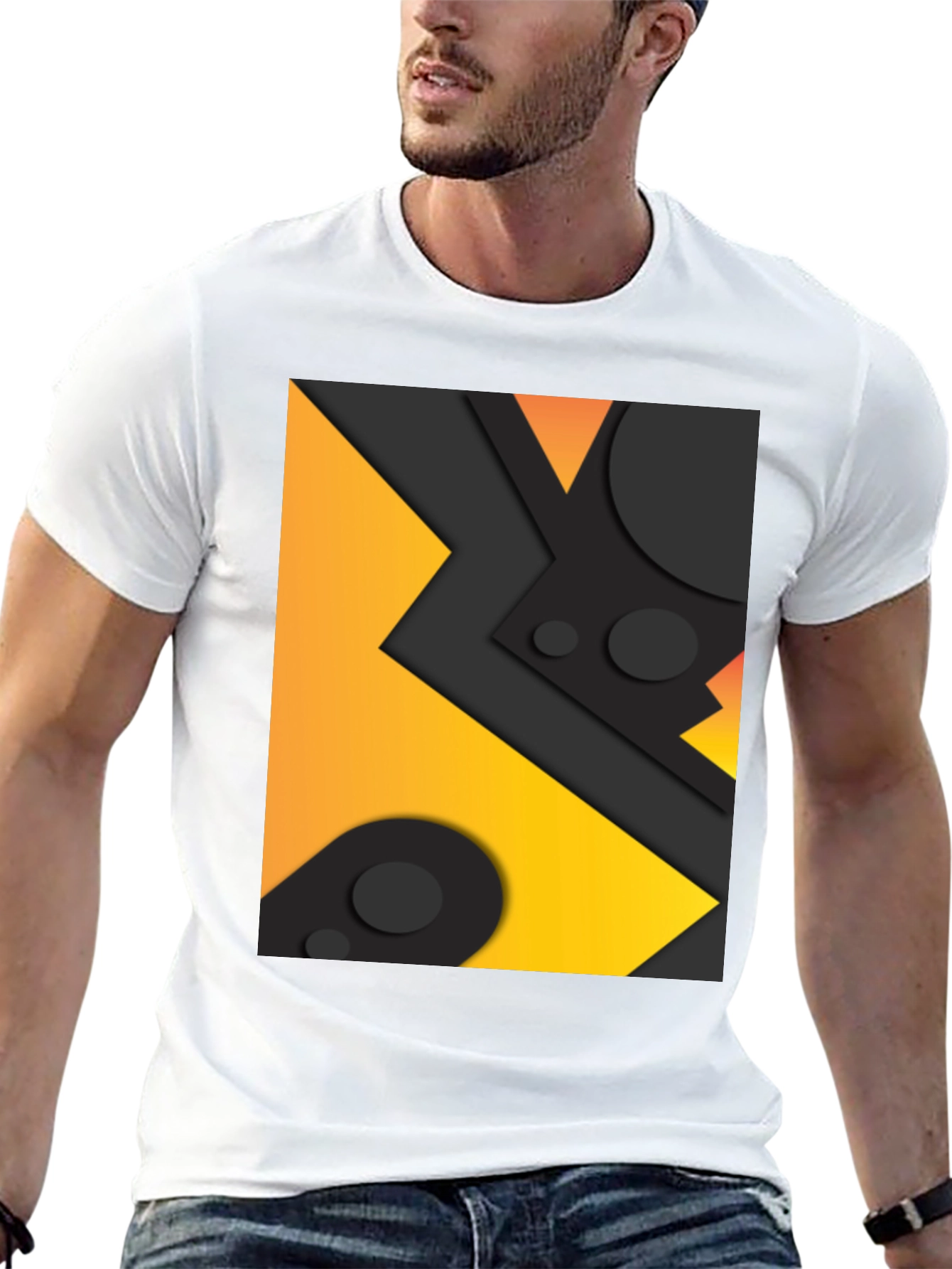 Geometric Abstract Graphic Tee - Black