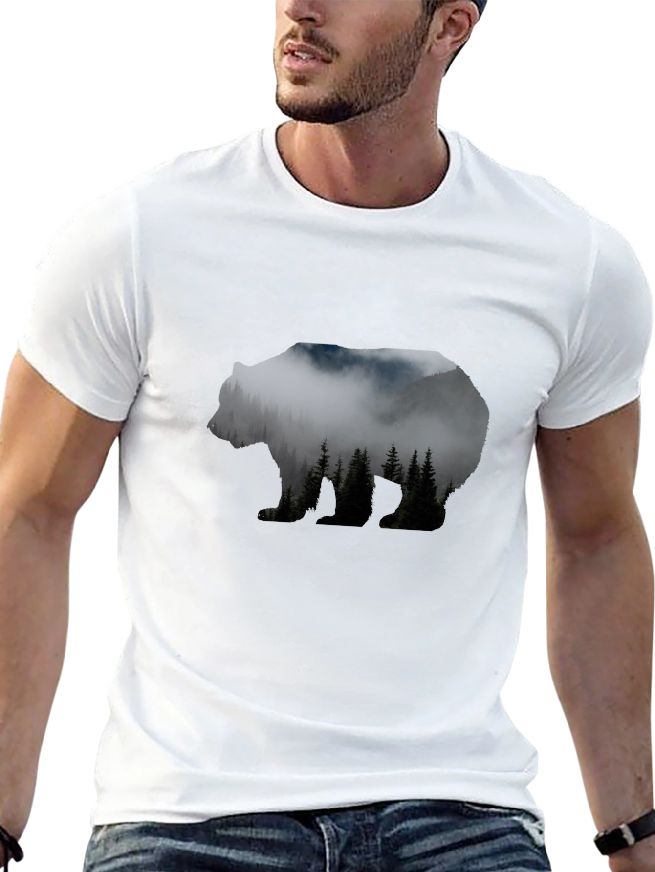 Bear Silhouette Forest Graphic Tee