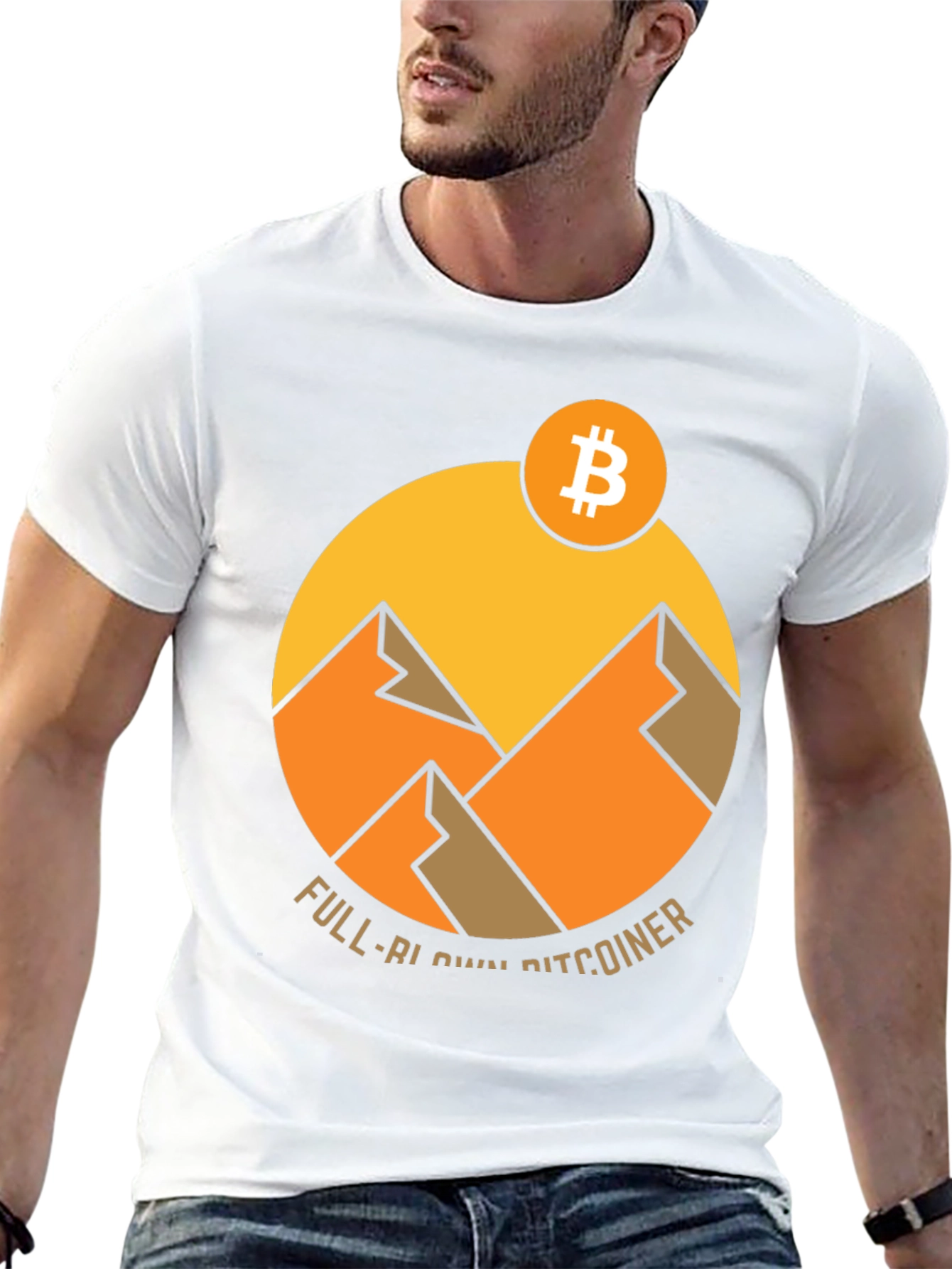 Full-Bitcoin Mountain Graphic Tee - Black Crypto Shirt