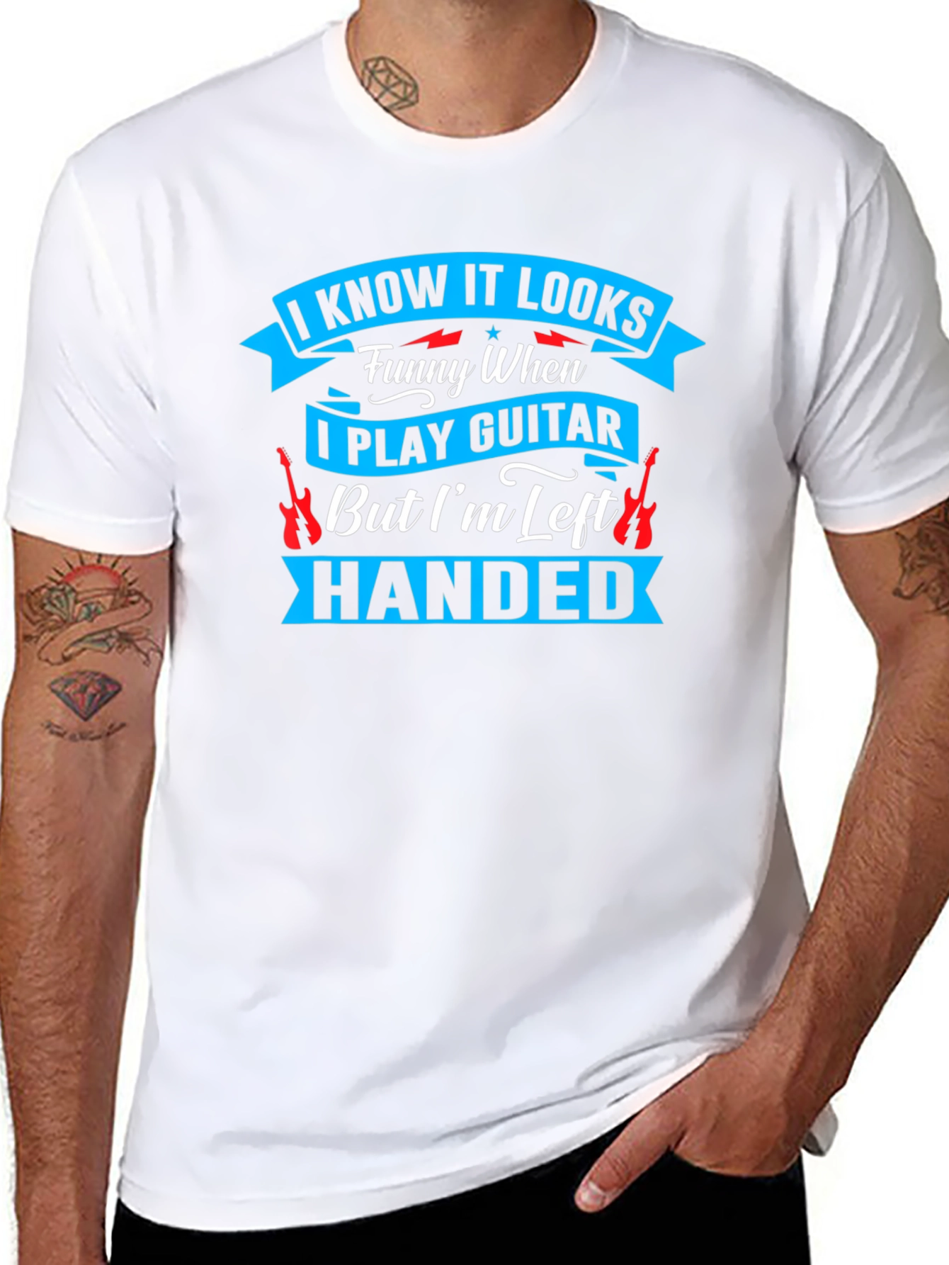 Funny Left Handed Guitar Player T-Shirt