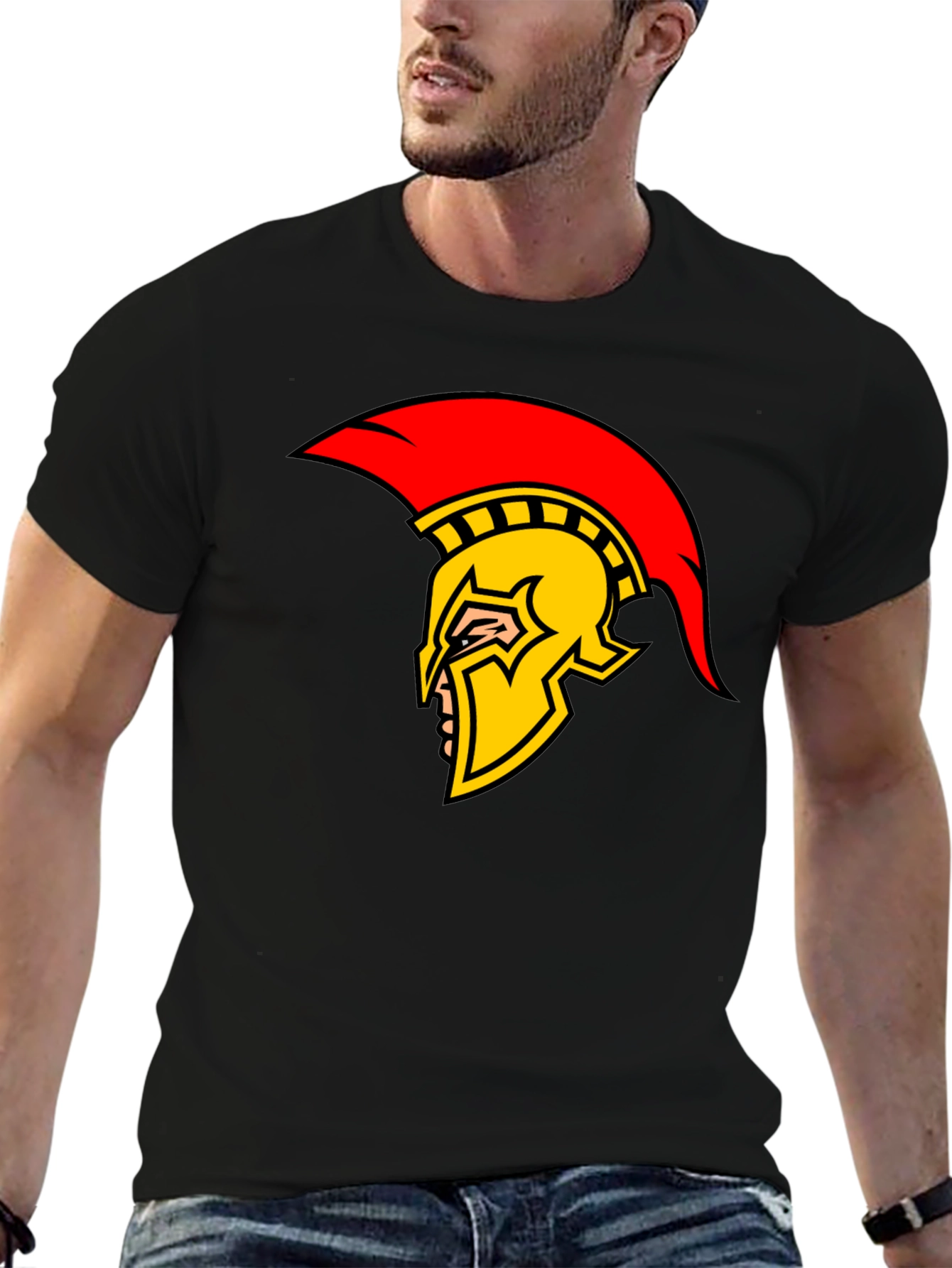 Spartan Helmet Graphic T-Shirt - Bold Design