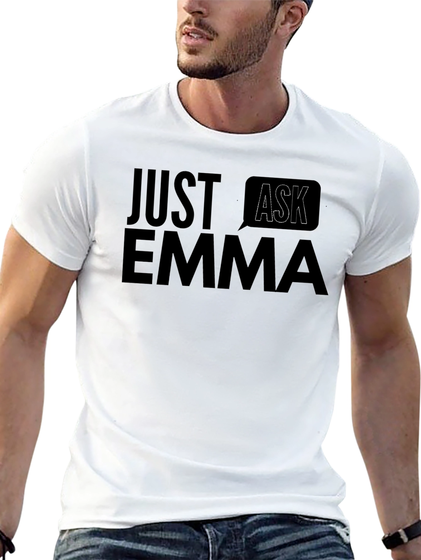 Just Ask Emma T-Shirt - Black Cotton Tee