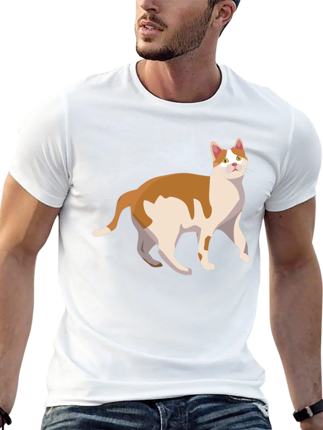 Cat Graphic Tee - Stylish Mens Black T-Shirt