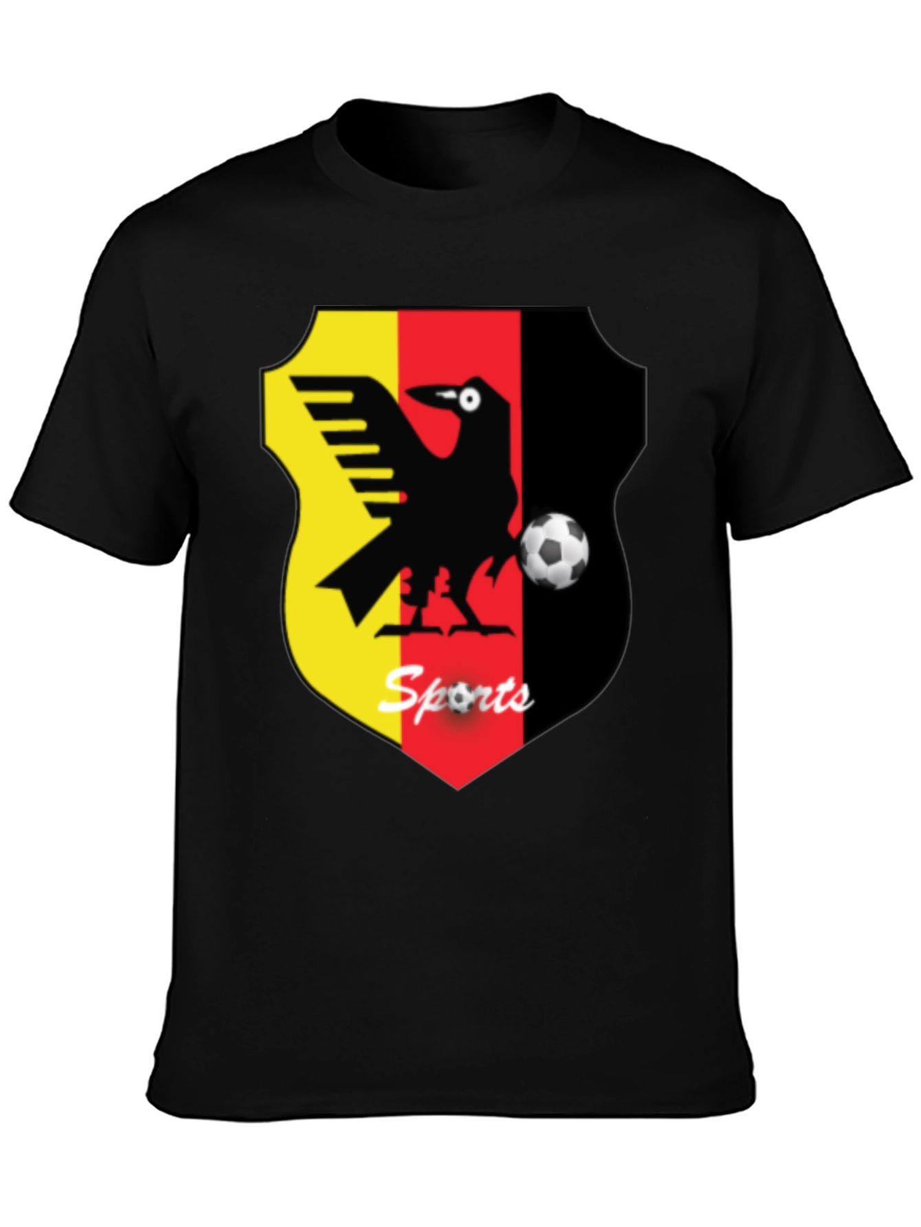 Mens Black T-Shirt with Sports Emblem
