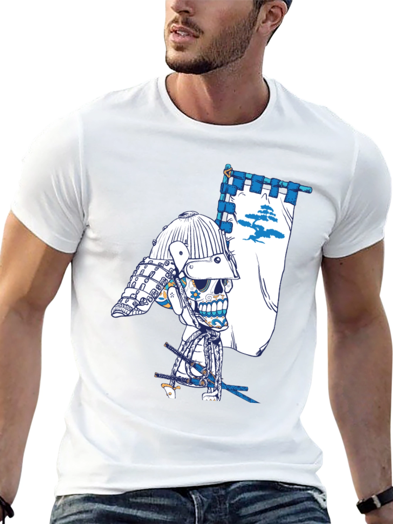Samurai Skull Graphic Tee - Unique Design