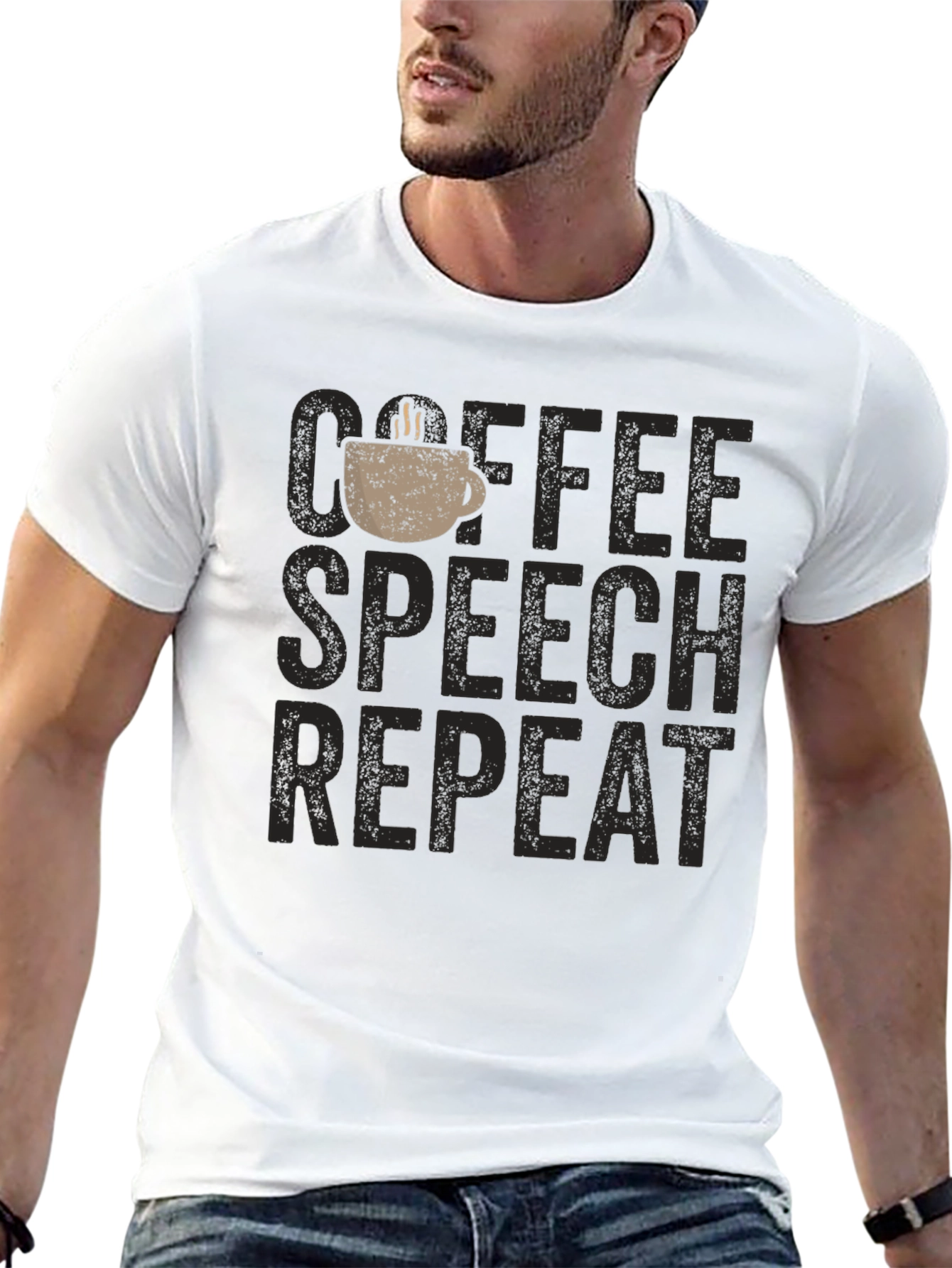 Coffee Speech Repeat Graphic T-Shirt