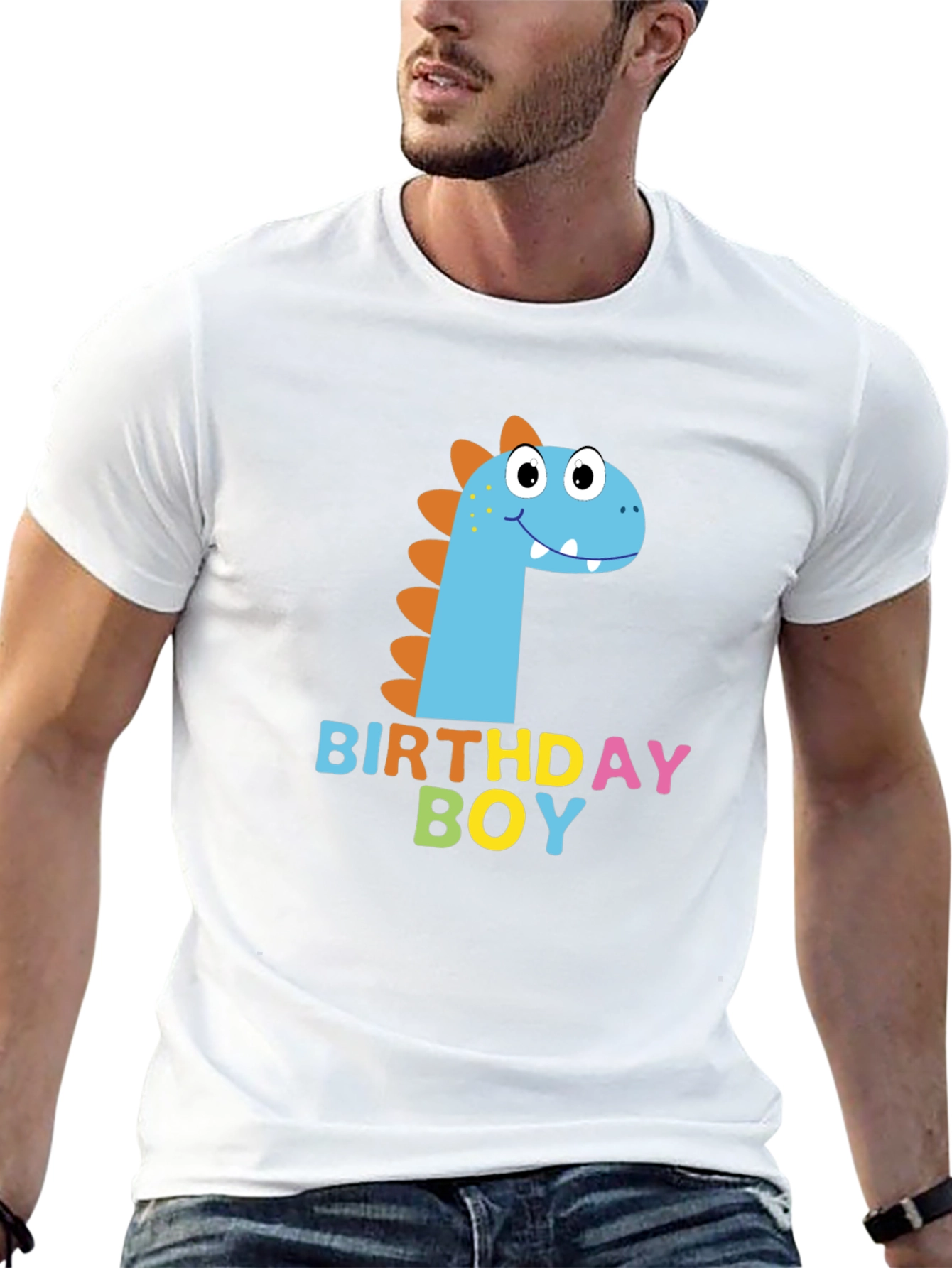 Birthday Boy Dinosaur Graphic Black T-Shirt