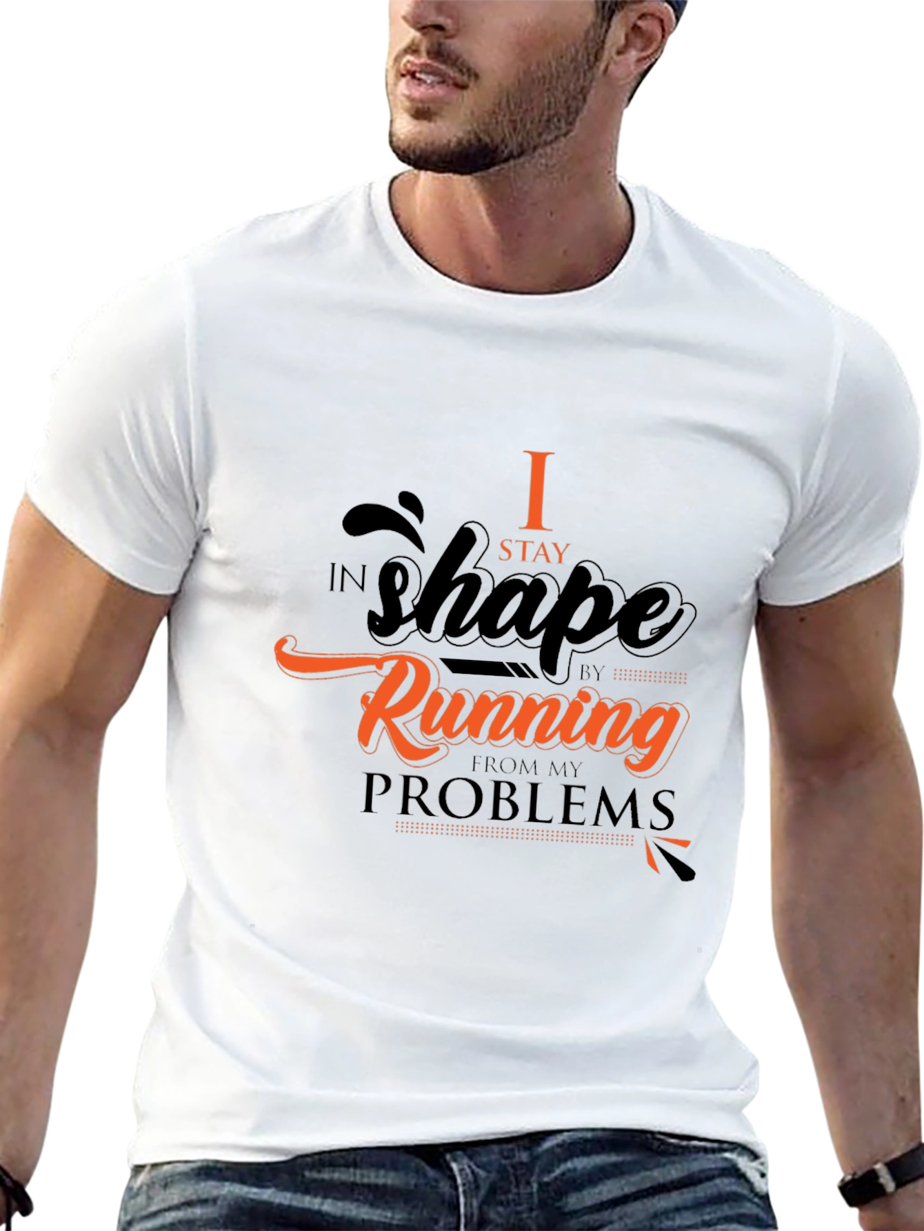 Mens Black T-Shirt - Running From Problems Graphic Tee