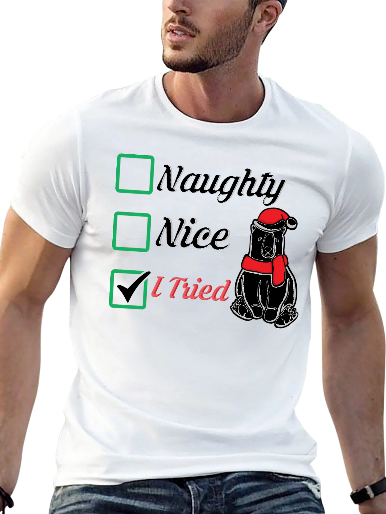 Naughty Nice I Tried Christmas T-Shirt