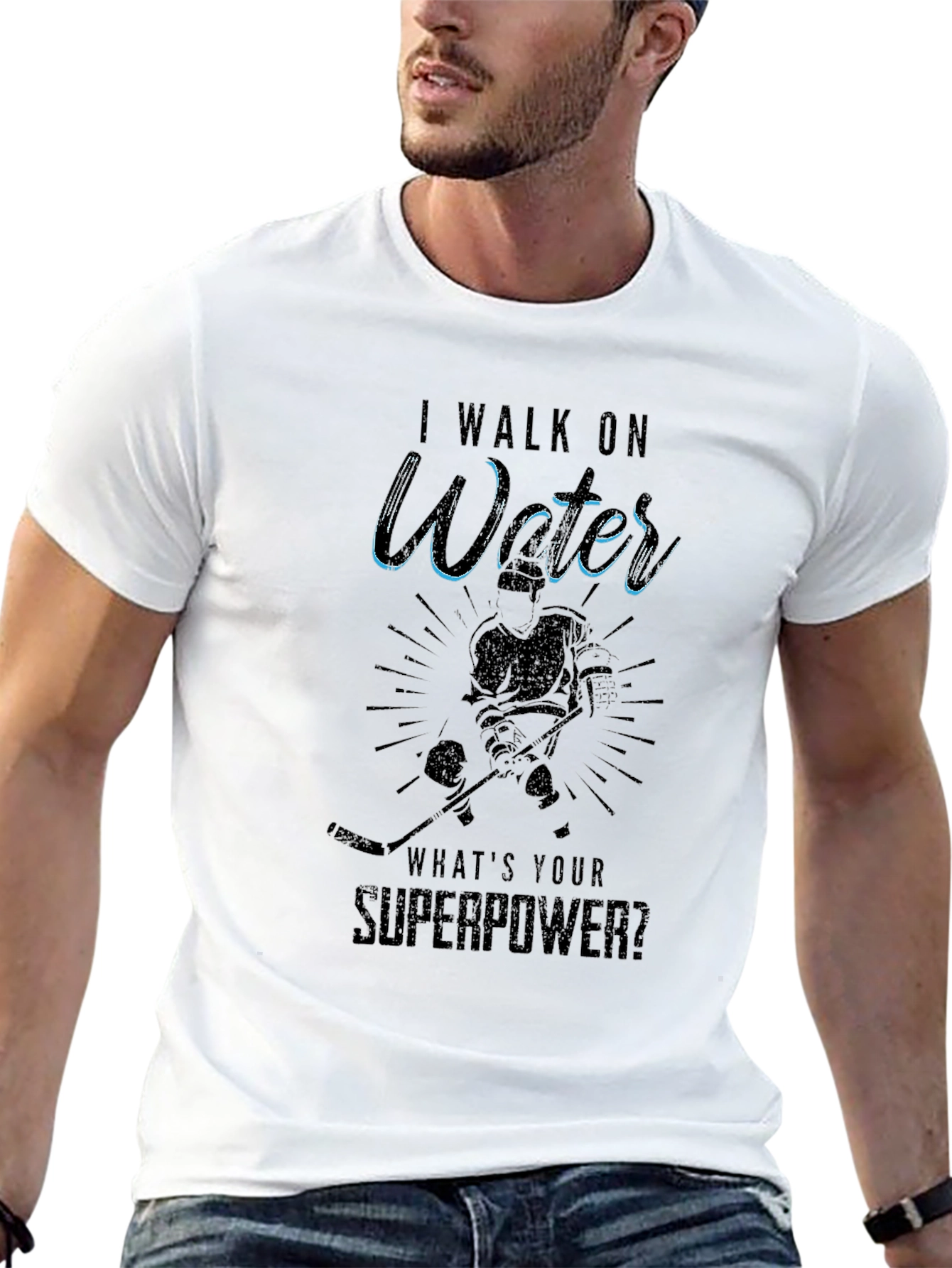 I Walk on Water Superpower Hockey T-Shirt