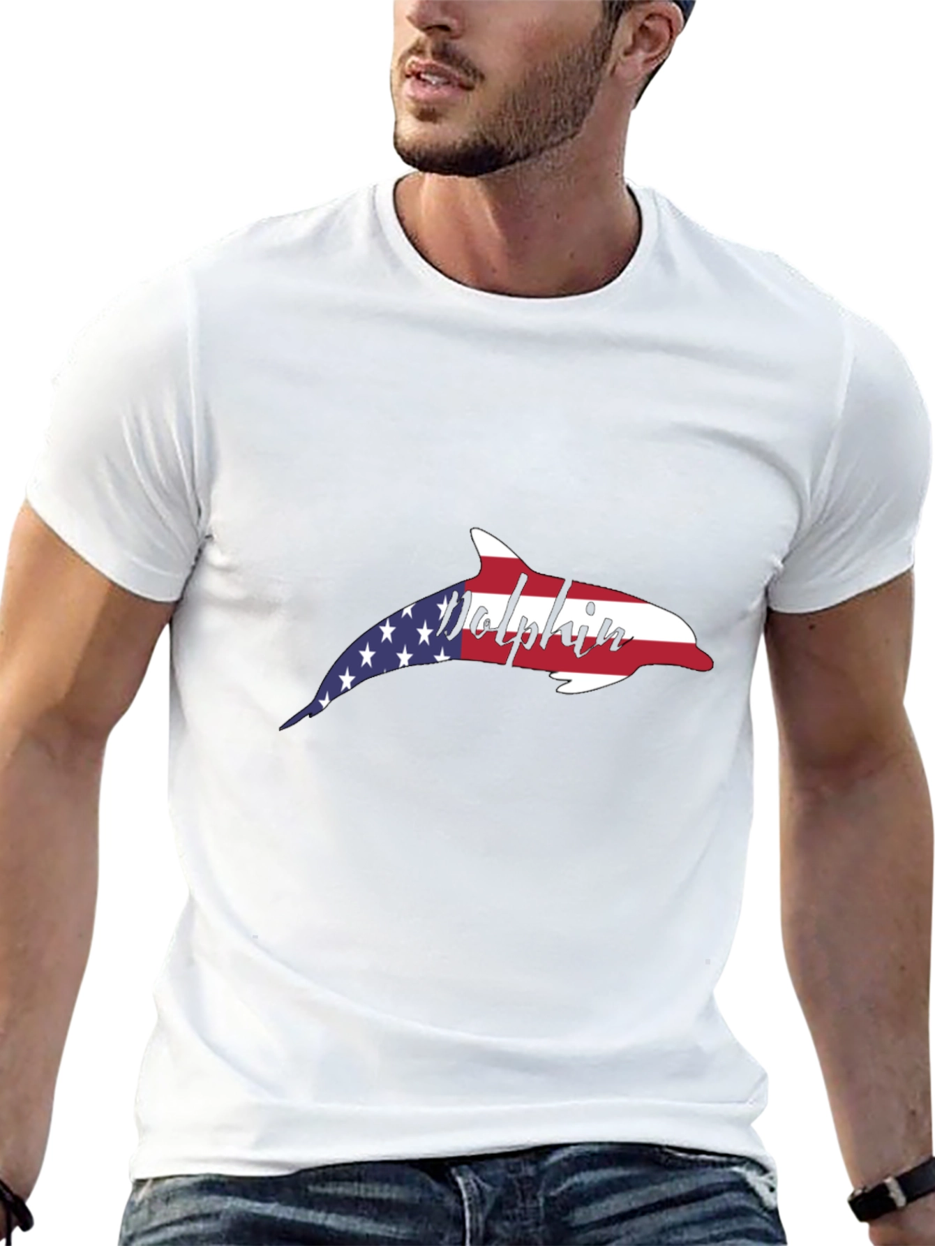American Flag Dolphin T-Shirt - Patriotic USA