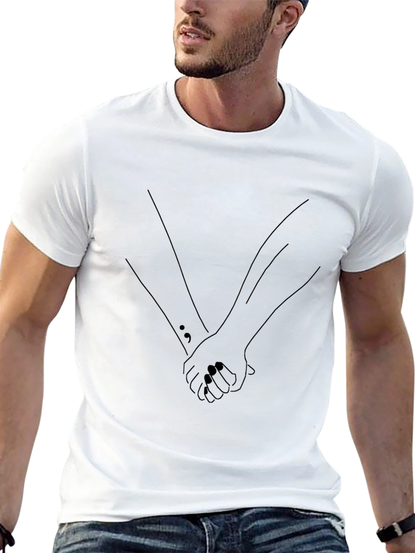 Minimalist Holding Hands Graphic Tee