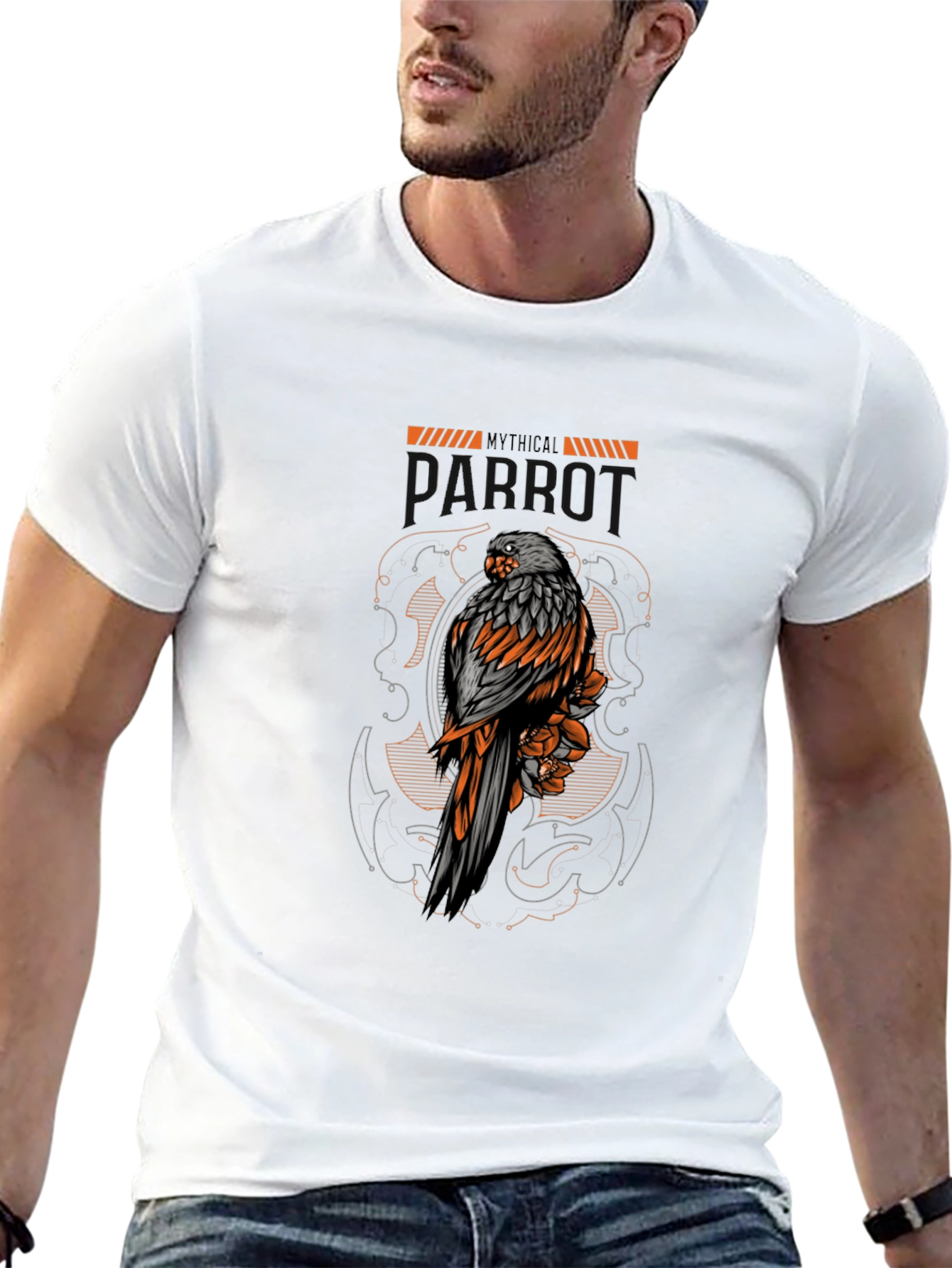 Mythical Creature T-Shirt - Bird & Floral Graphic