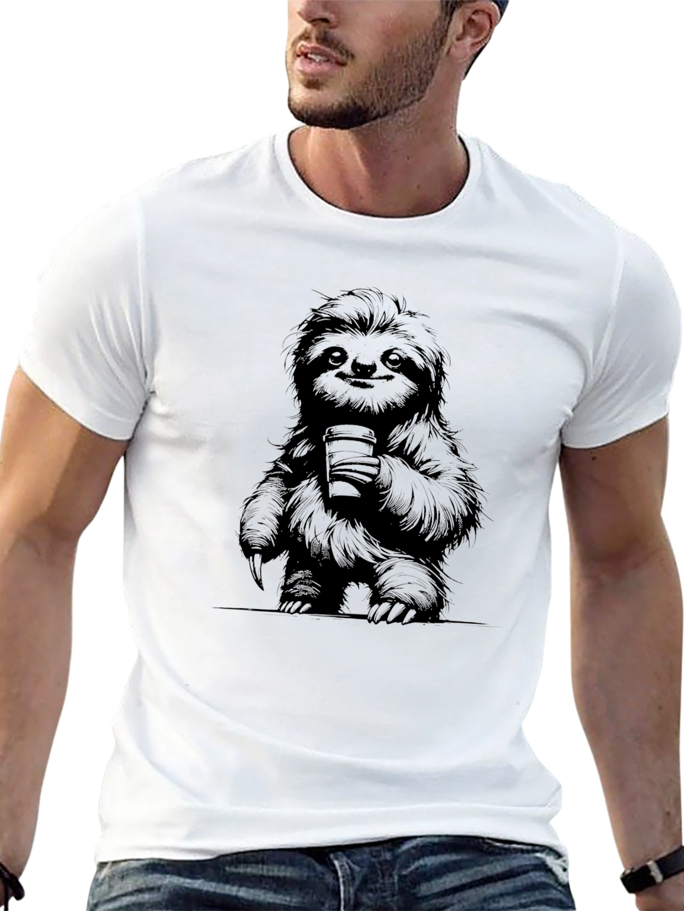Sloth Coffee Lover Graphic Tee - Black