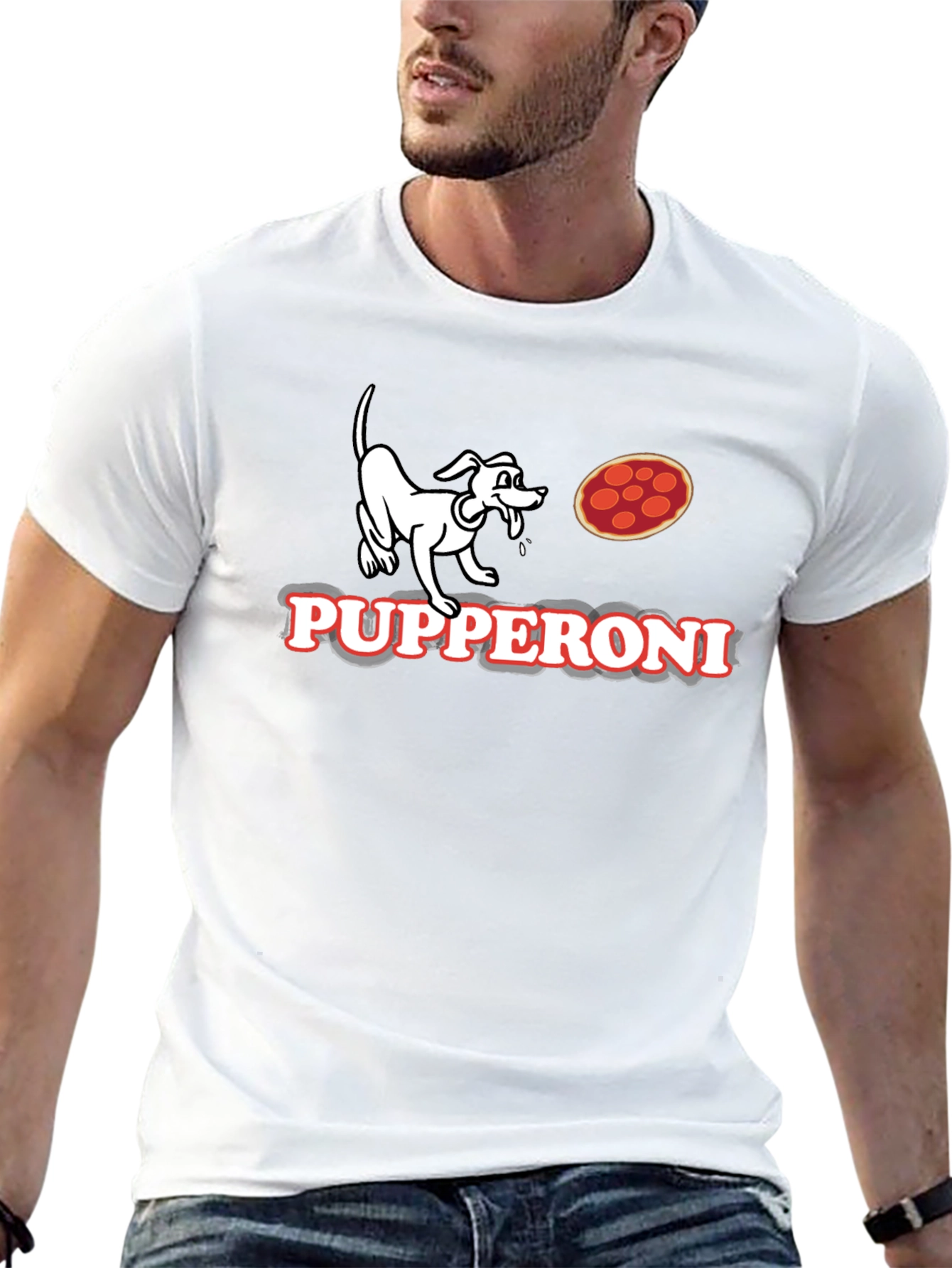 Pupperoni Pizza Dog Graphic Tee - Black