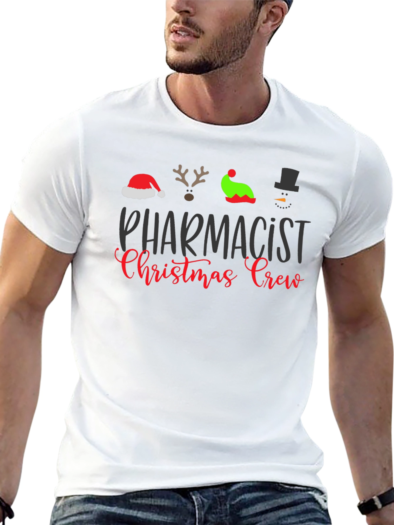 Pharmacist Christmas Crew Black T-Shirt