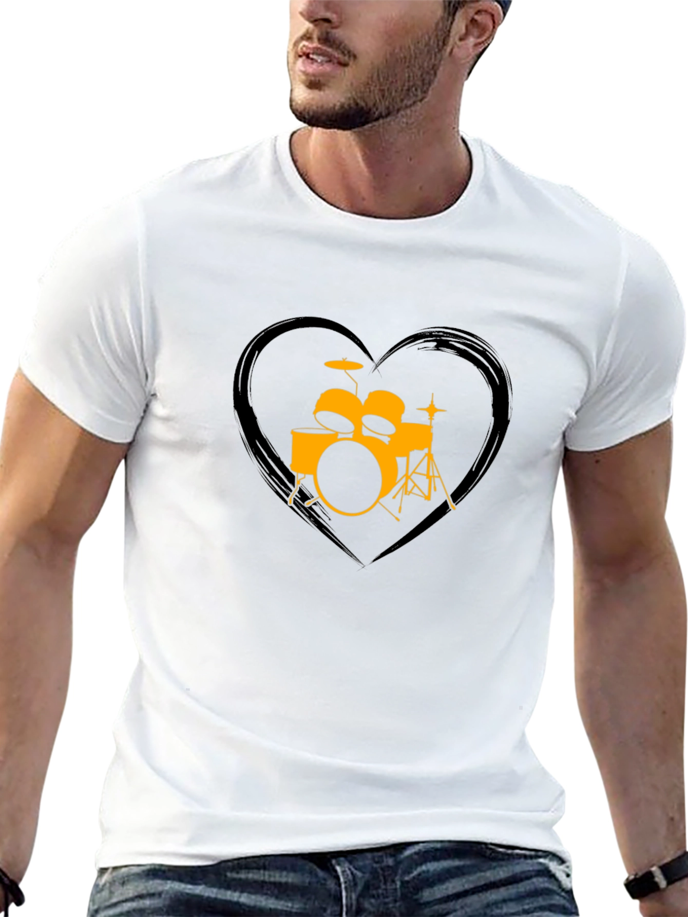 Drum Set Heart Graphic T-Shirt - Music Lover Tee