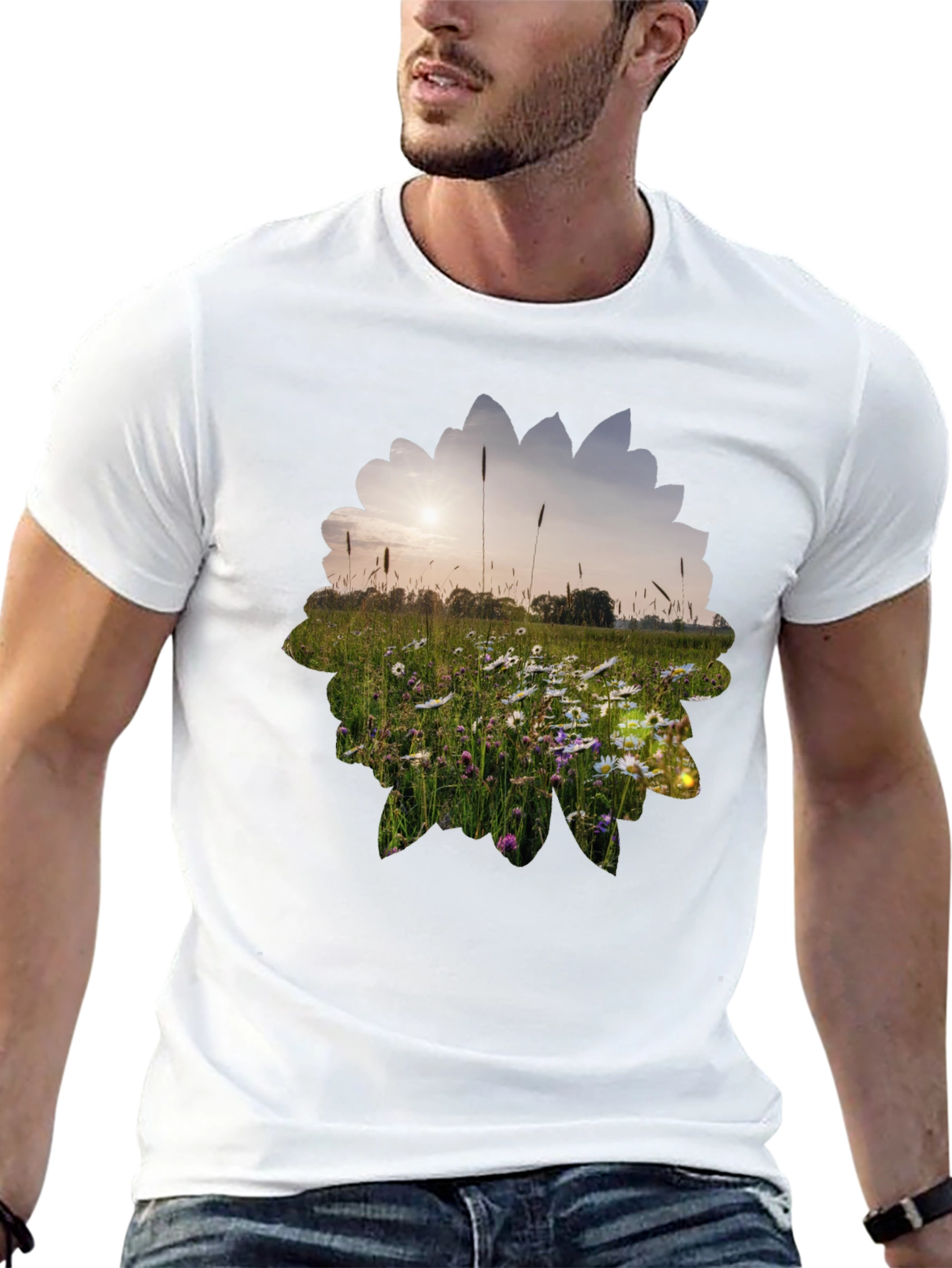 Nature Meadow Graphic Black T-Shirt