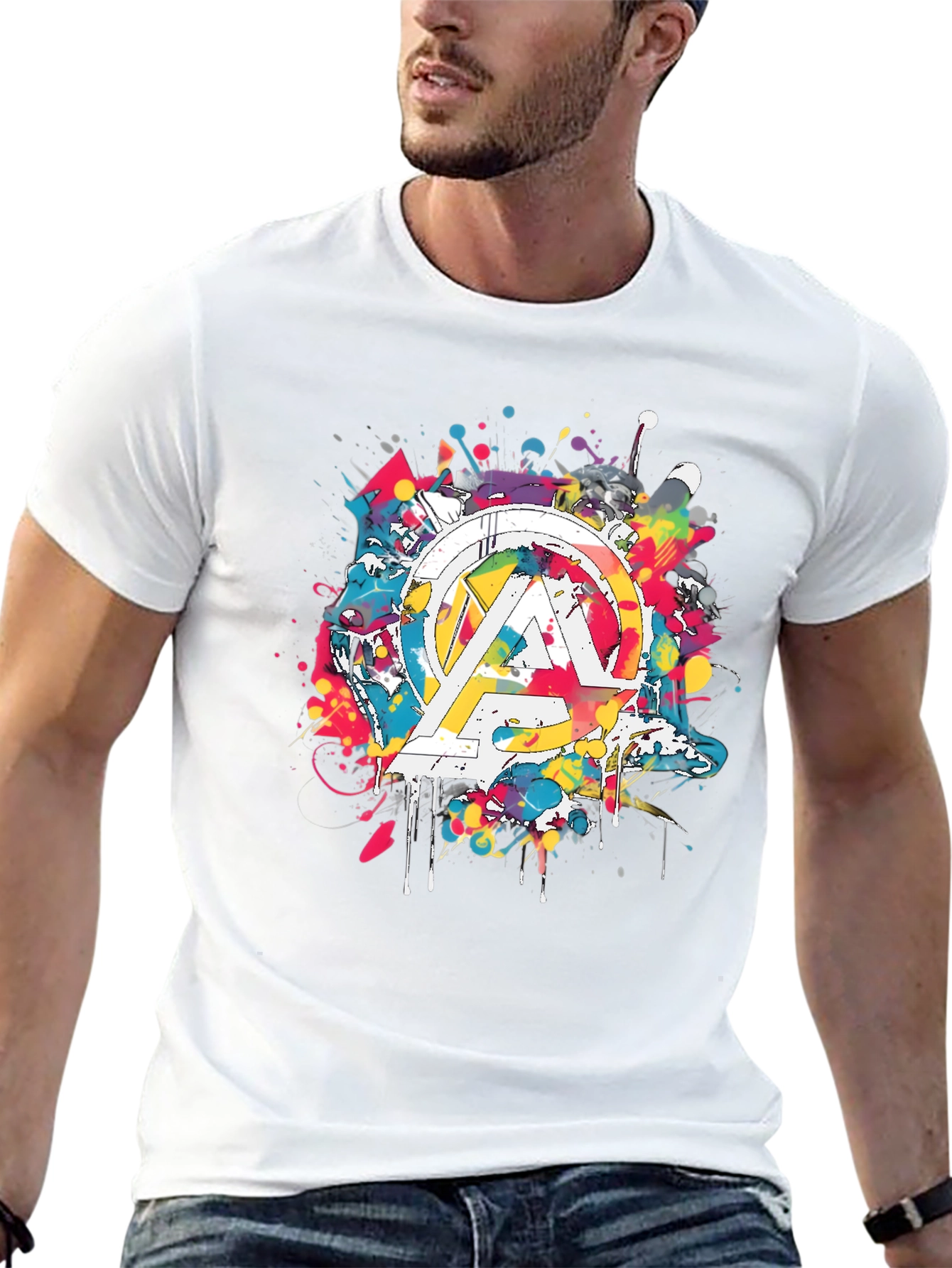 Avengers Splatter Graphic T-Shirt - Mens Black Tee