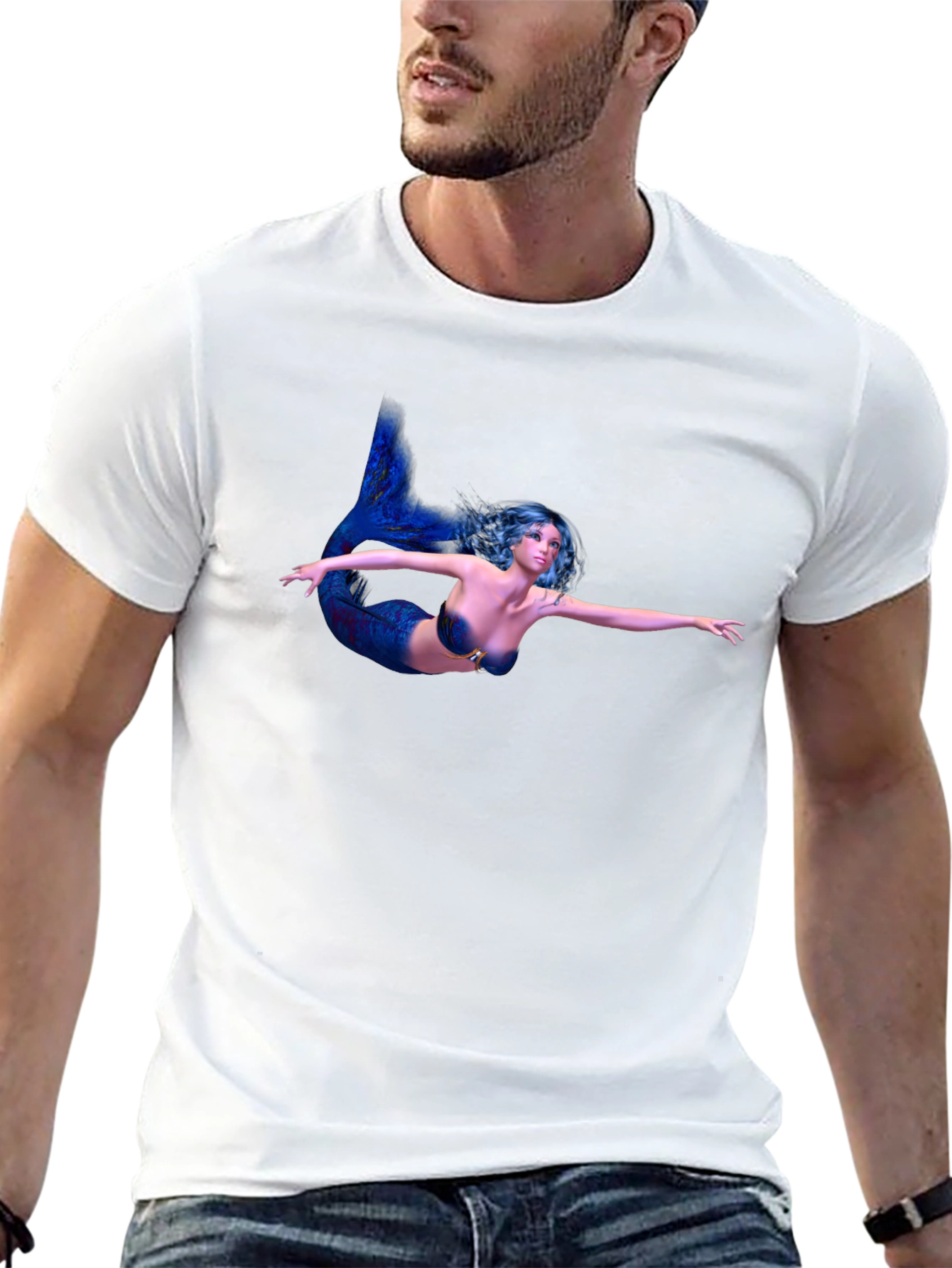 Mermaid Graphic Black T-Shirt