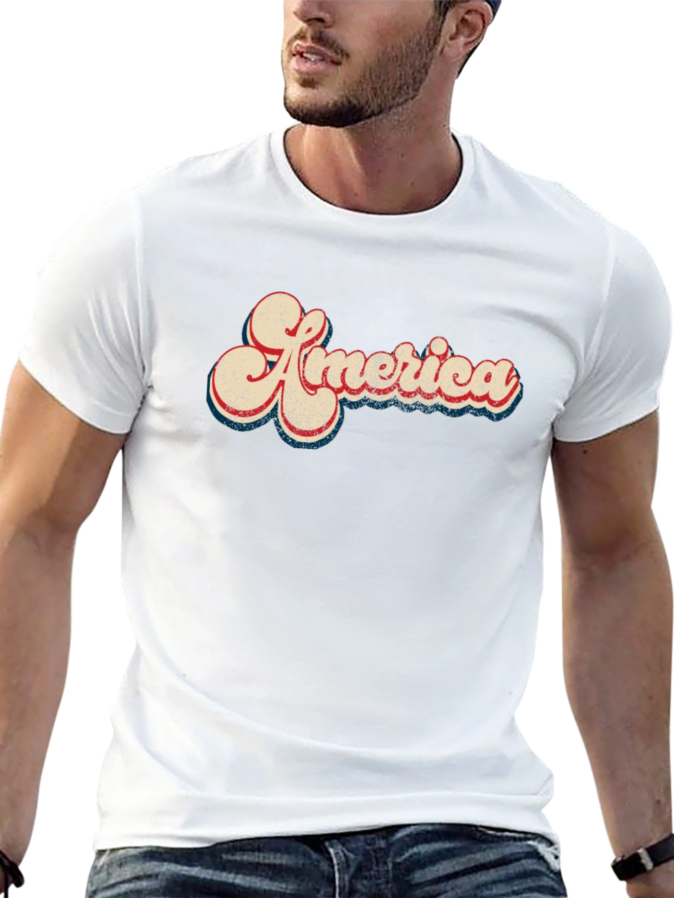 Retro America Graphic Print Black T-Shirt