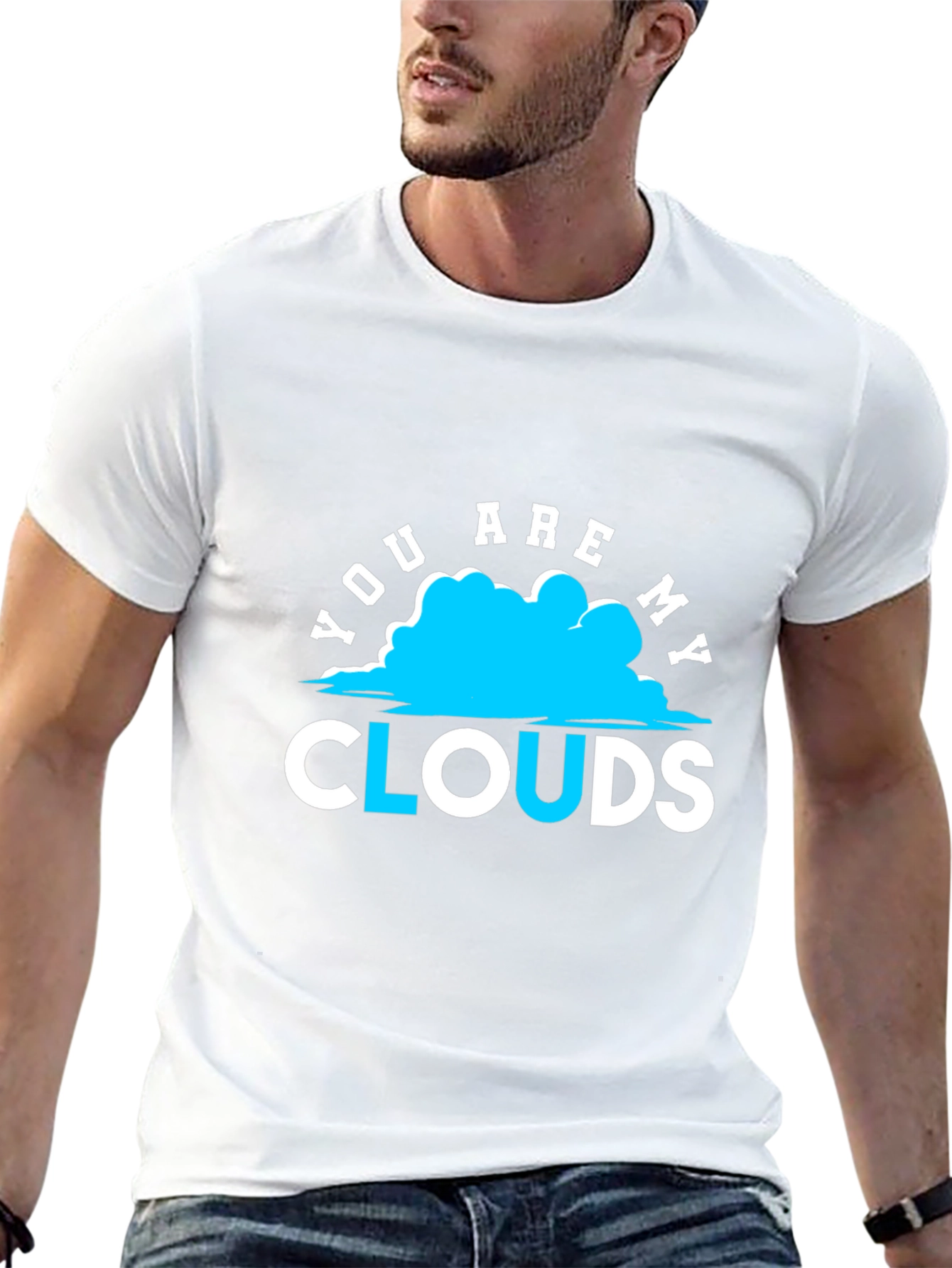 You Are My Clouds Graphic Print Black T-Shirt