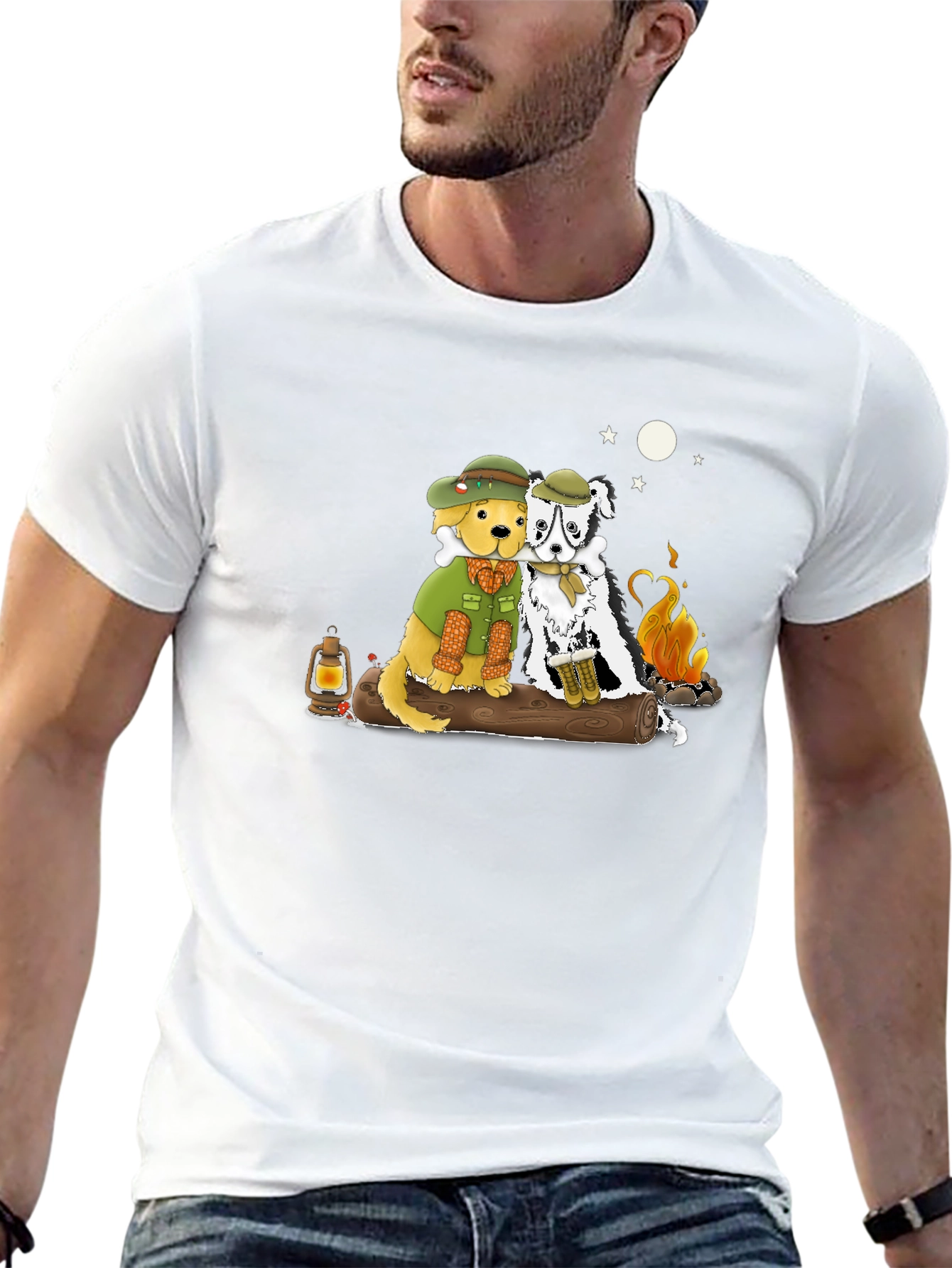 Camping Dogs Graphic T-Shirt