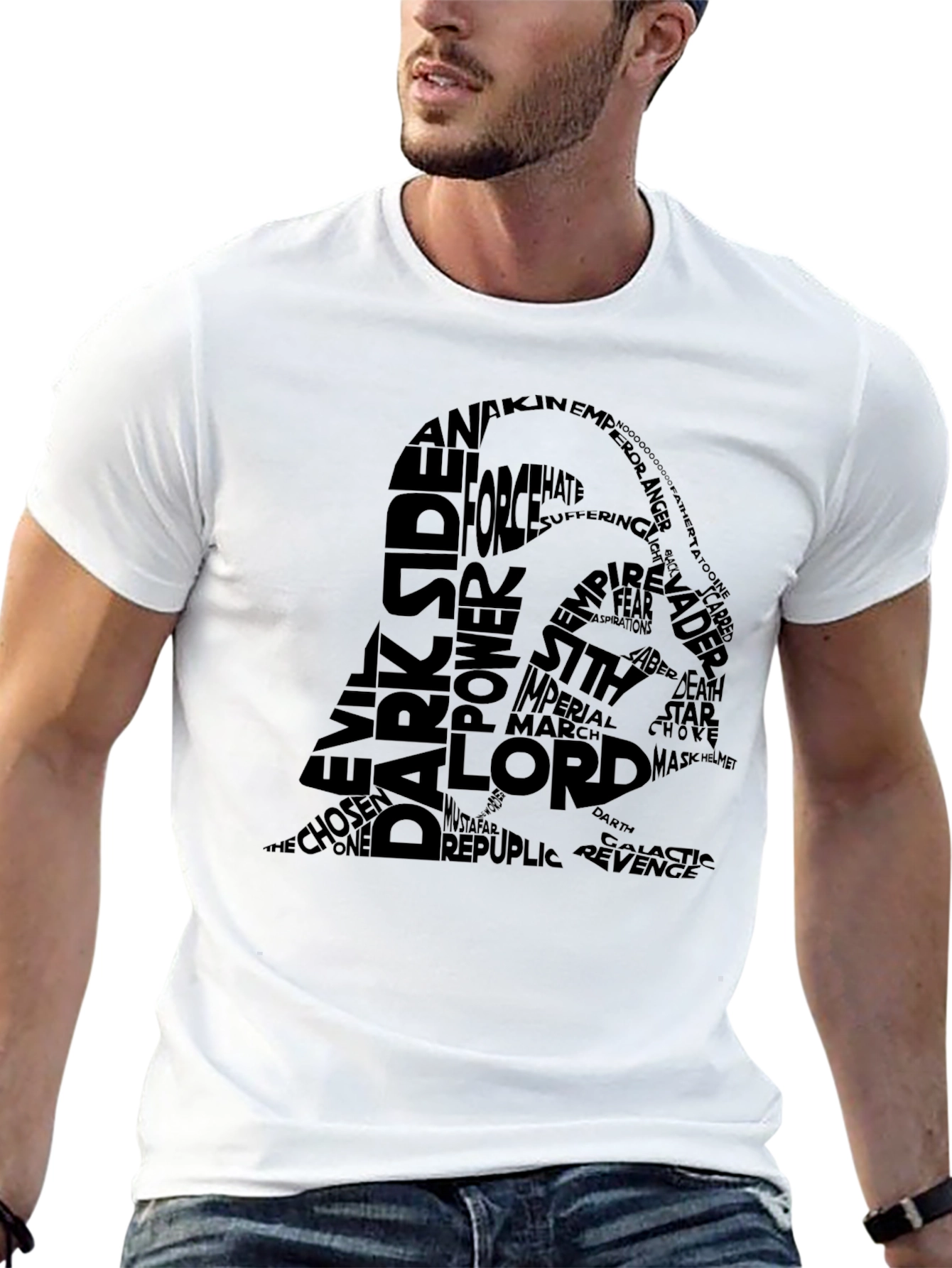 Darth Vader Word Art Black T-Shirt