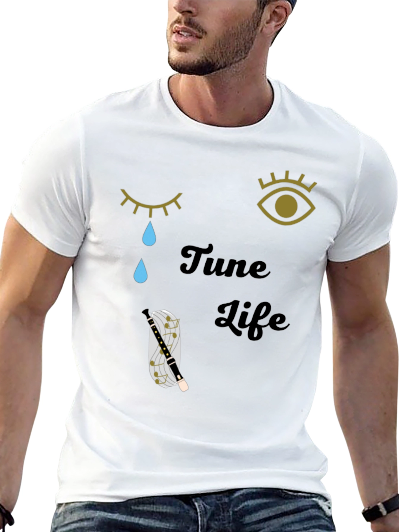 Tune Life Graphic Tee - Unisex Casual Black T-Shirt