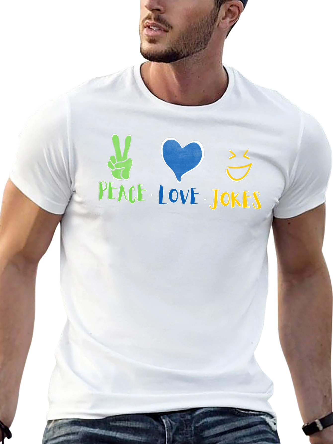 Peace Love Jokes Graphic T-Shirt