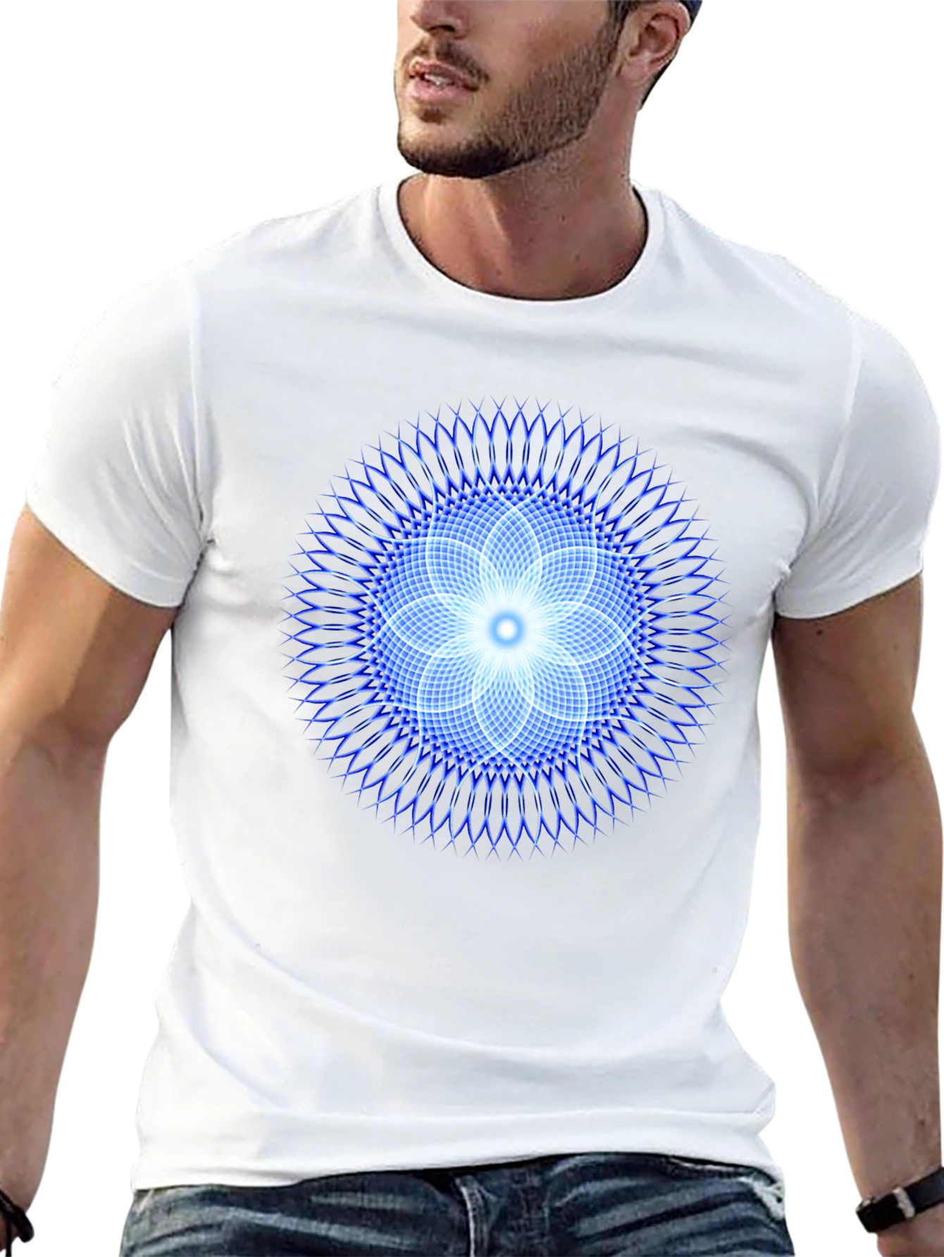 Geometric Flower T-Shirt - Black