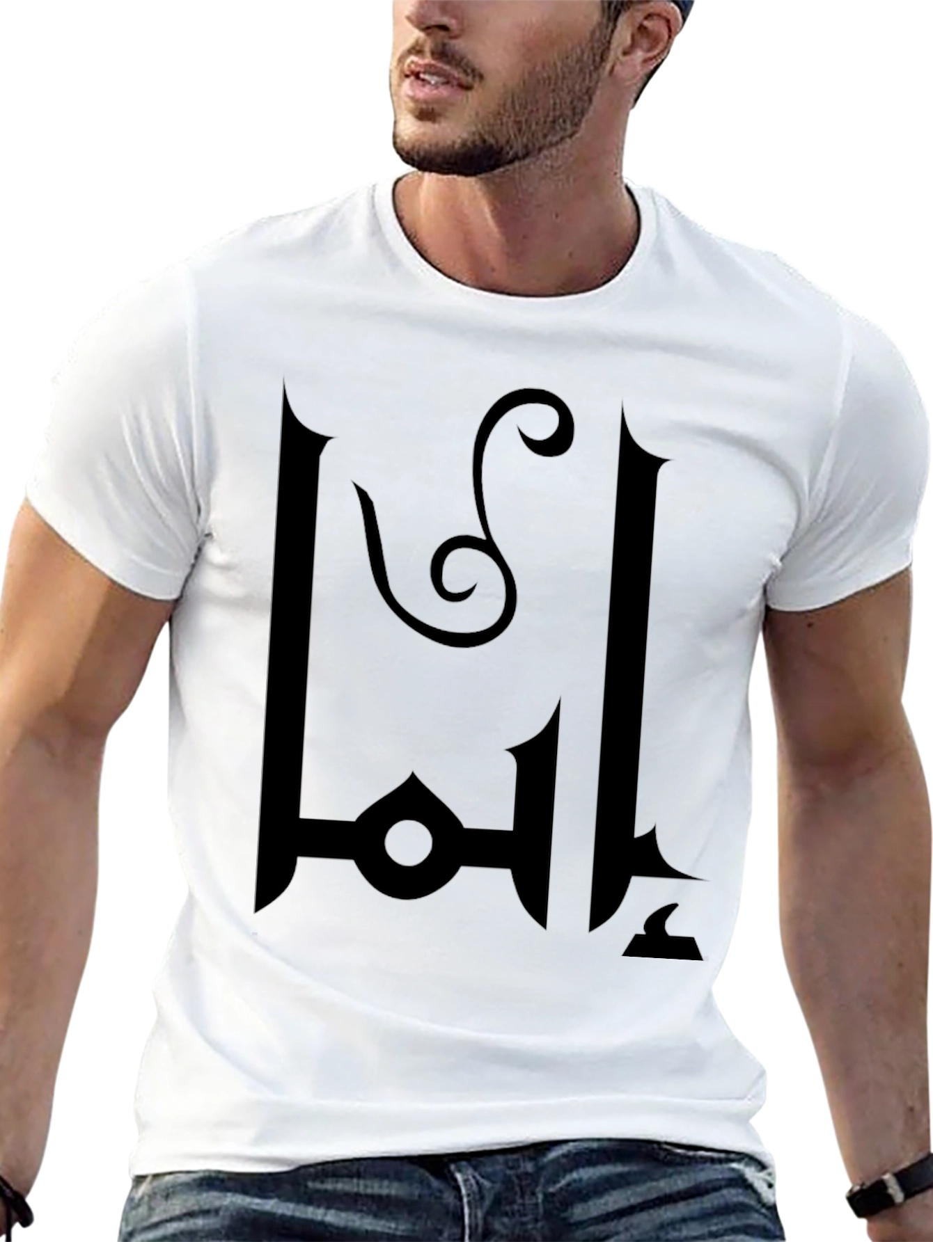 Black T-Shirt with Abstract Emblem