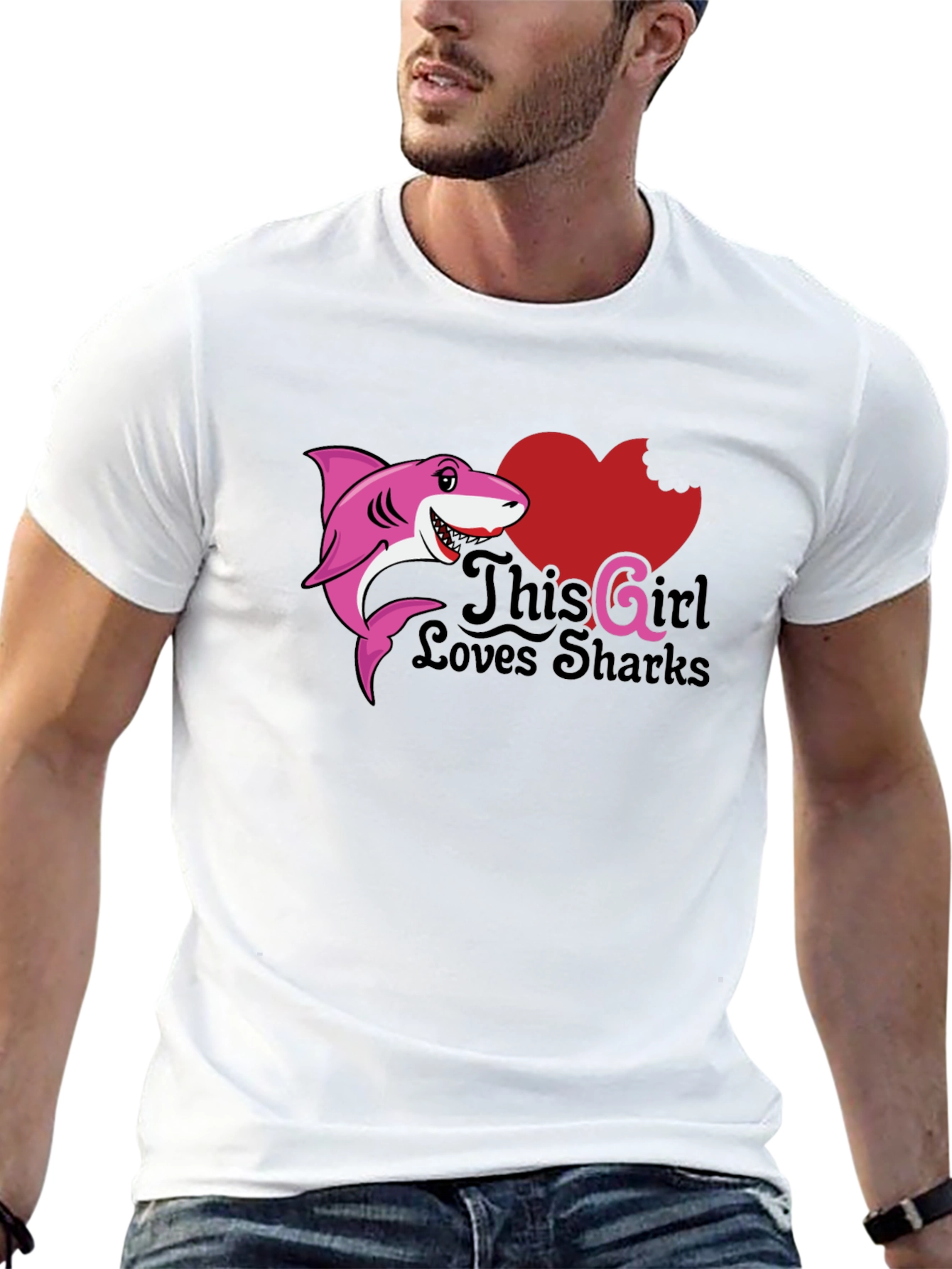 Girl Loves Sharks Graphic T-Shirt - Fun Novelty Tee