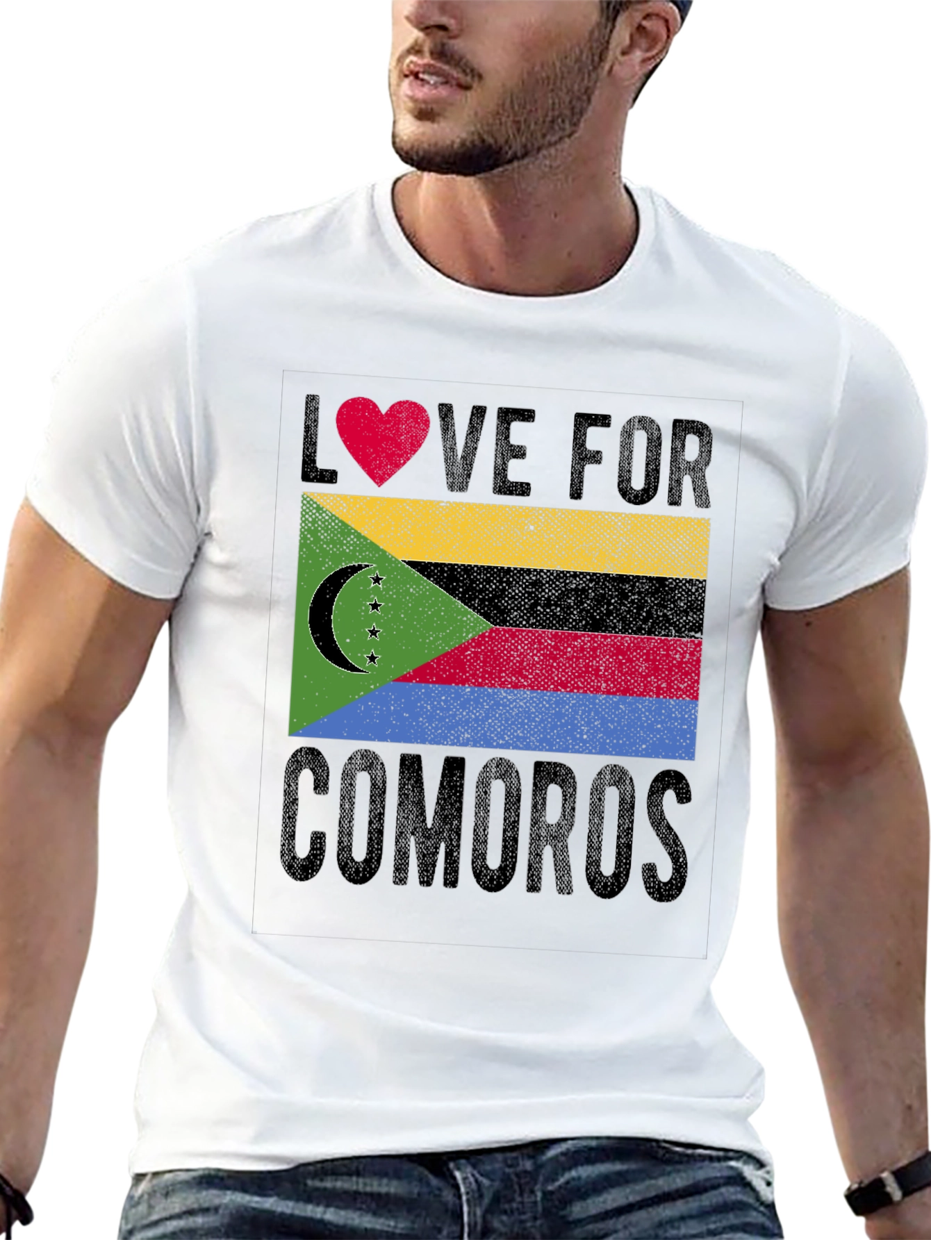 Comoros Flag Heart Love Graphic T-Shirt