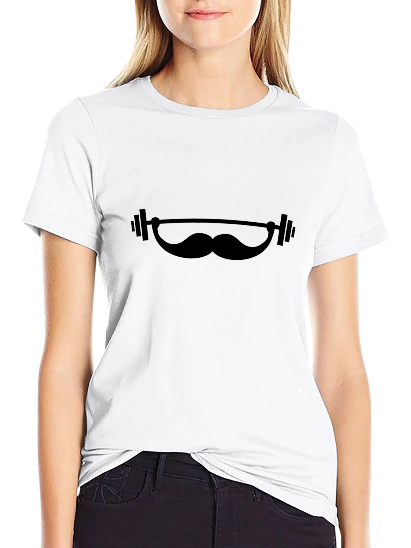 Black Mustache Barbell Graphic Tee
