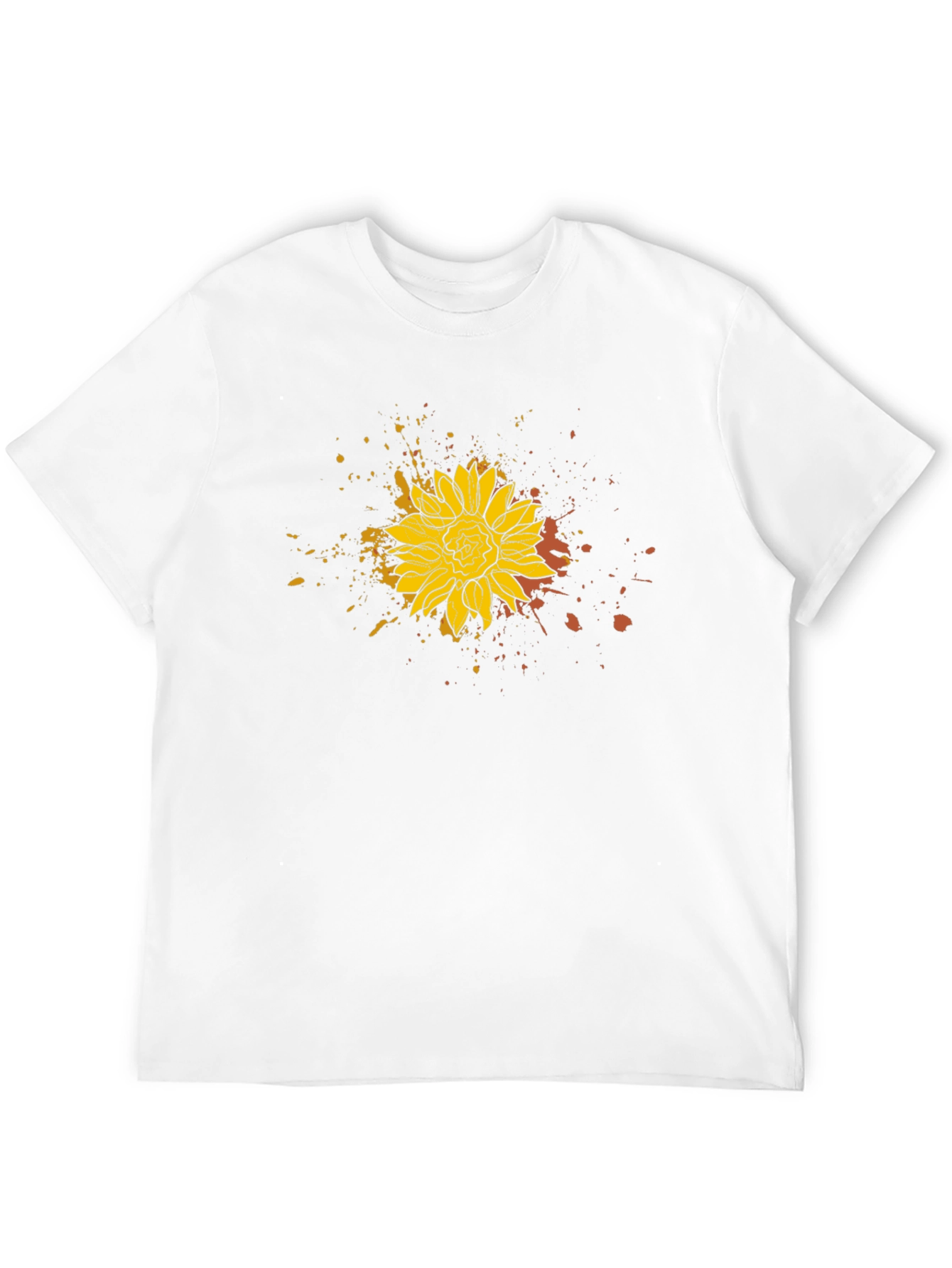 Sunflower Splatter Print Black Tee