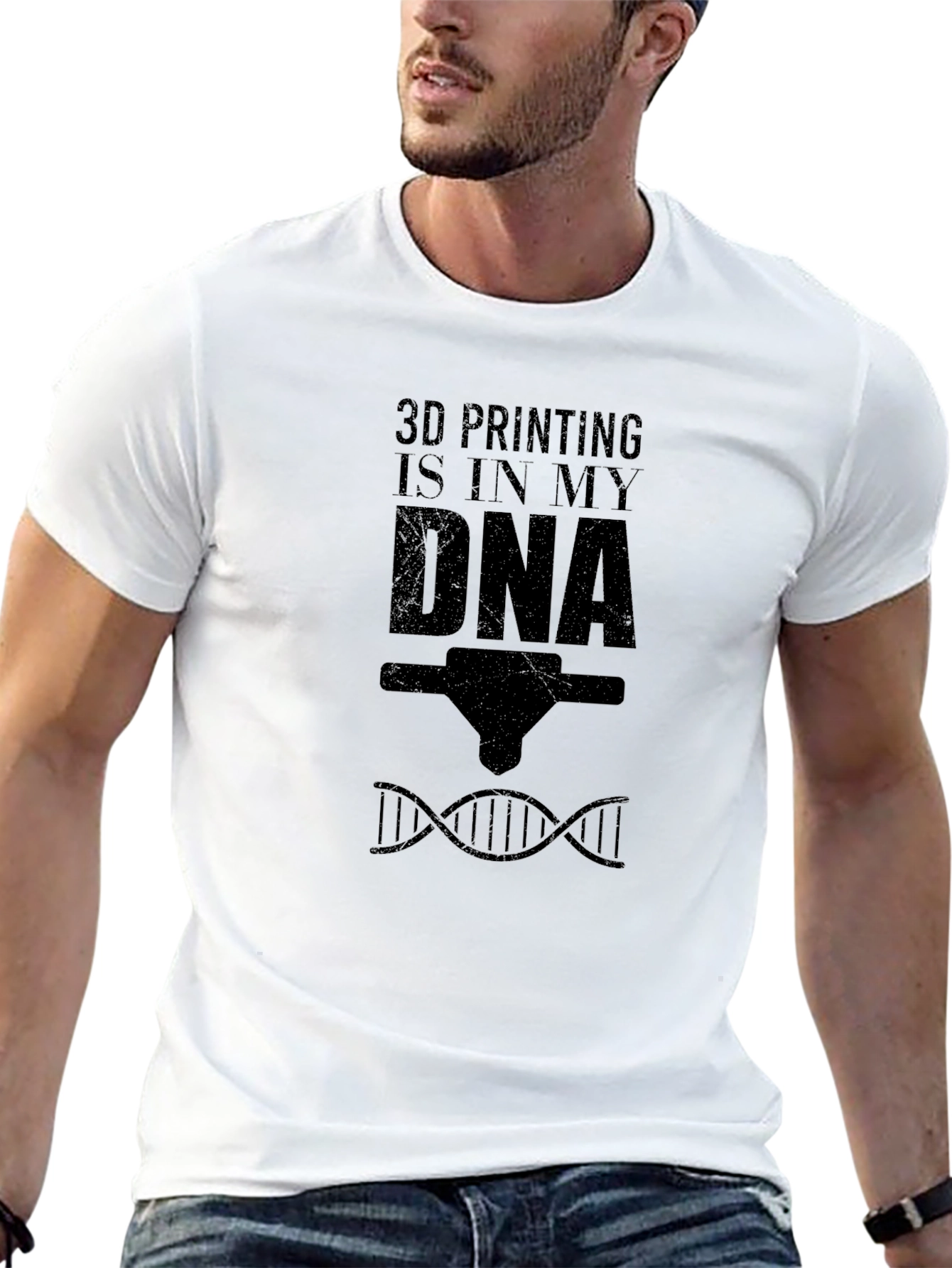 3D Printing DNA Black Graphic T-Shirt