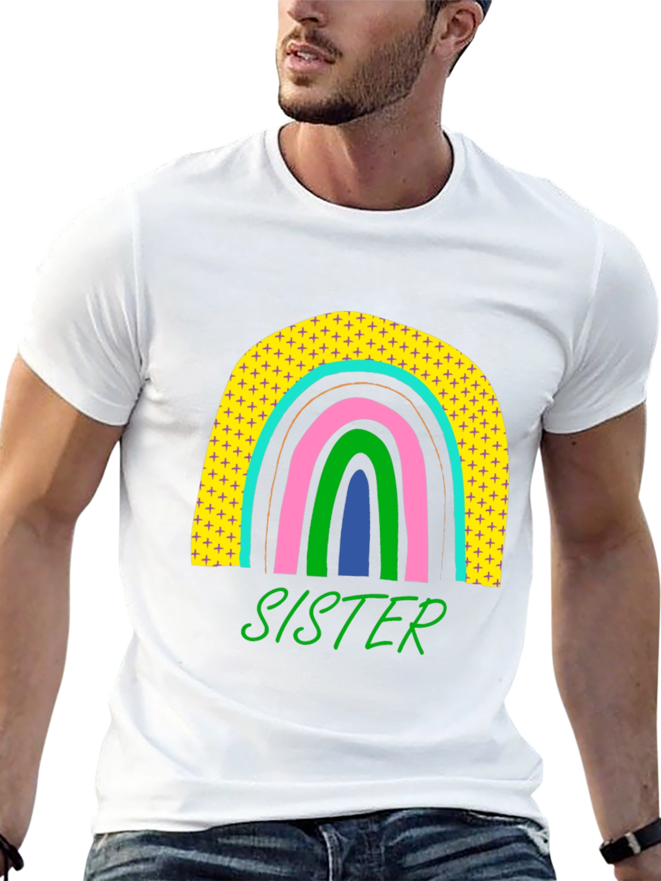 Sister Rainbow Graphic Tee - Cute Family Matching Shirt