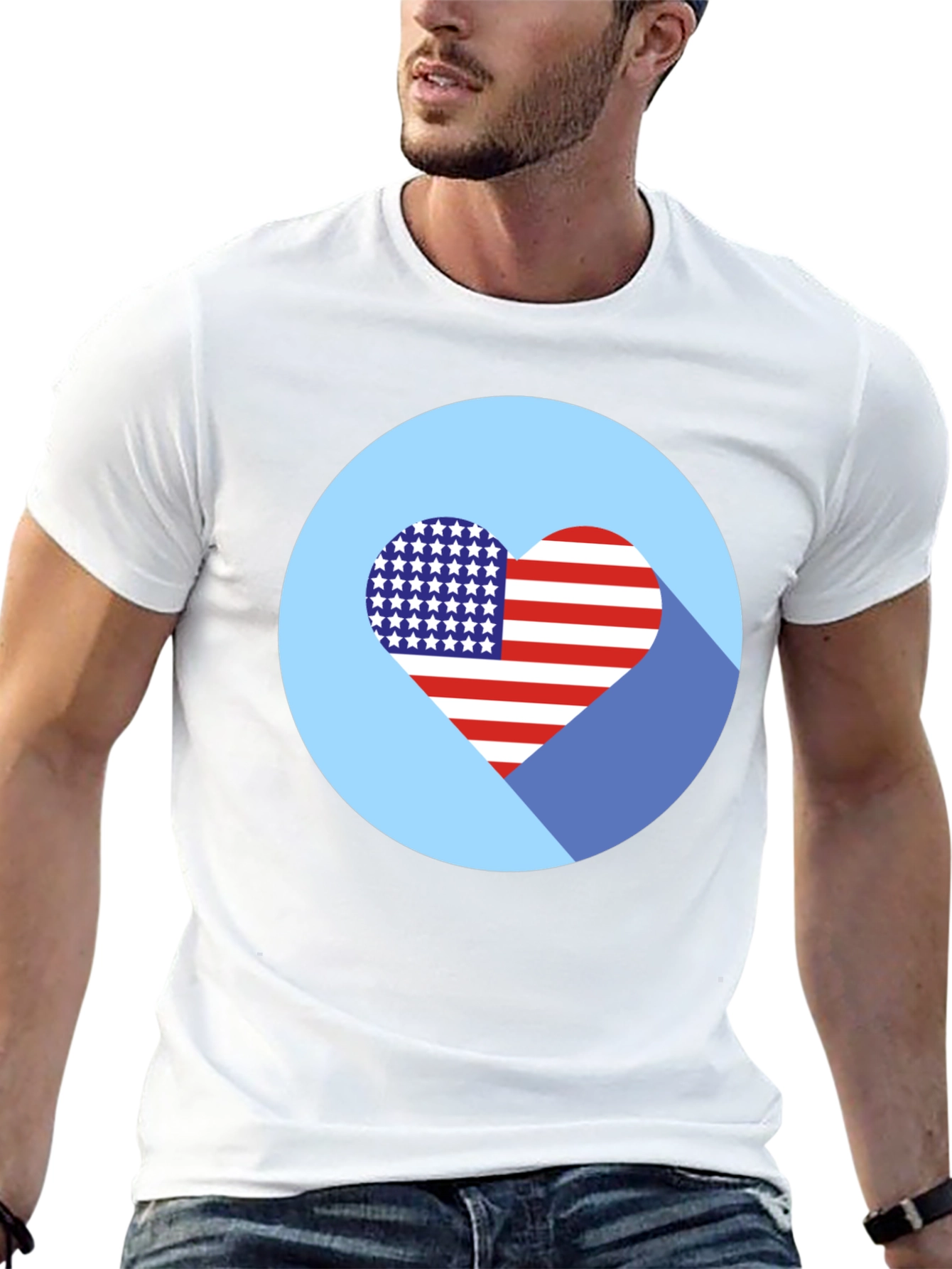 Patriotic Heart T-Shirt - USA Flag Design