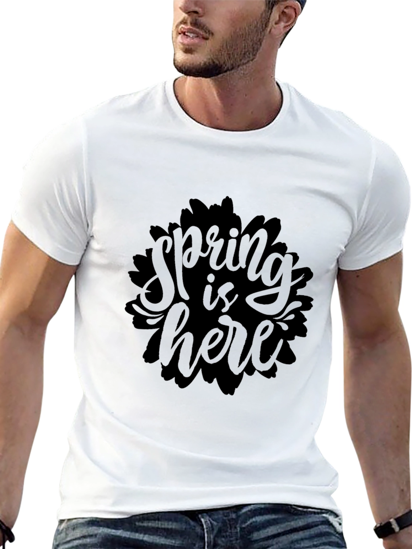 Spring is Here Graphic Black T-Shirt