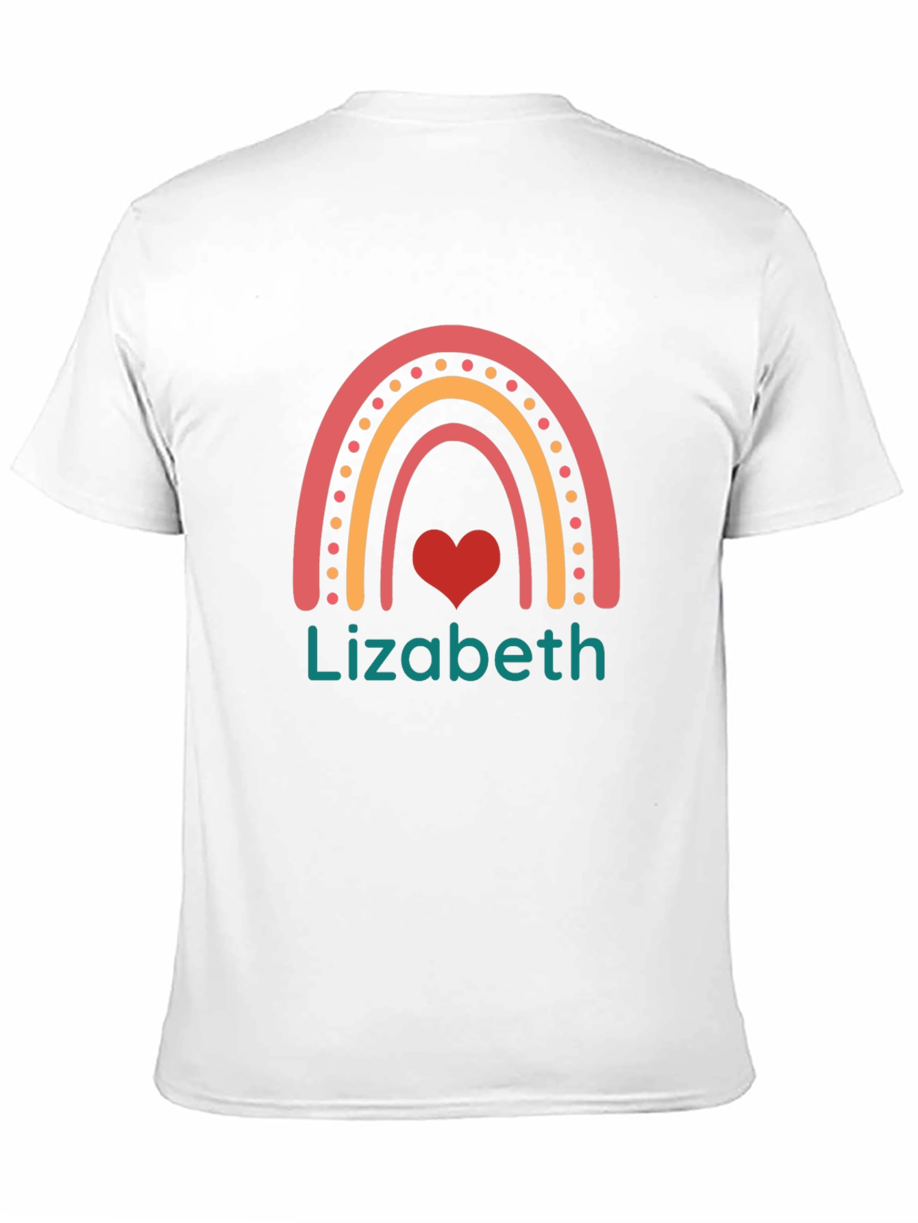 Lizabeth Rainbow Heart T-Shirt - Personalized Name Tee