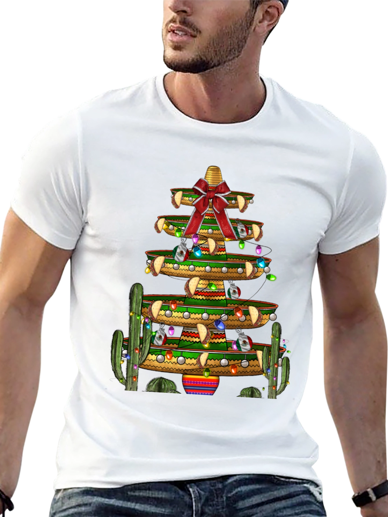 Festive Fiesta T-Shirt - Sombrero Christmas Tree