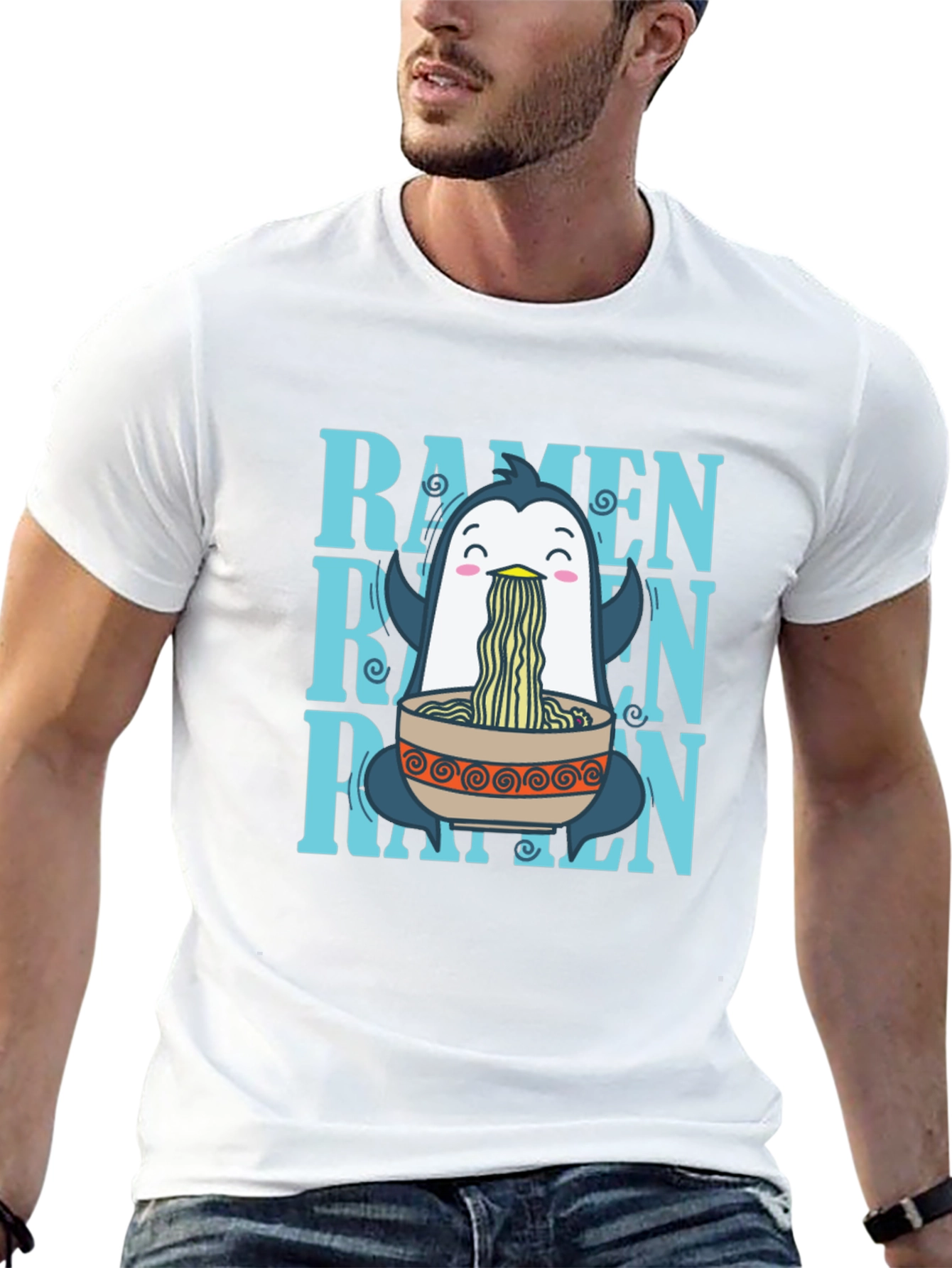 Ramen Penguin Graphic T-Shirt - Unique Anime Foodie Tee