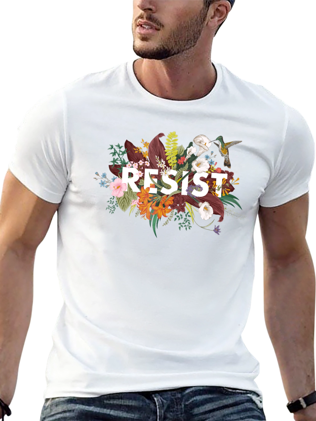 Resist Floral Graphic T-Shirt