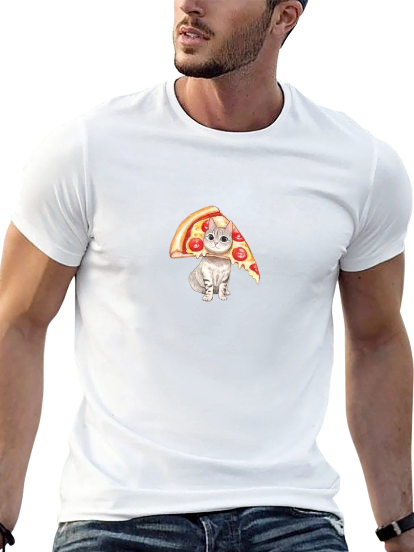 Pizza Cat Graphic Tee - Funny Novelty T-Shirt