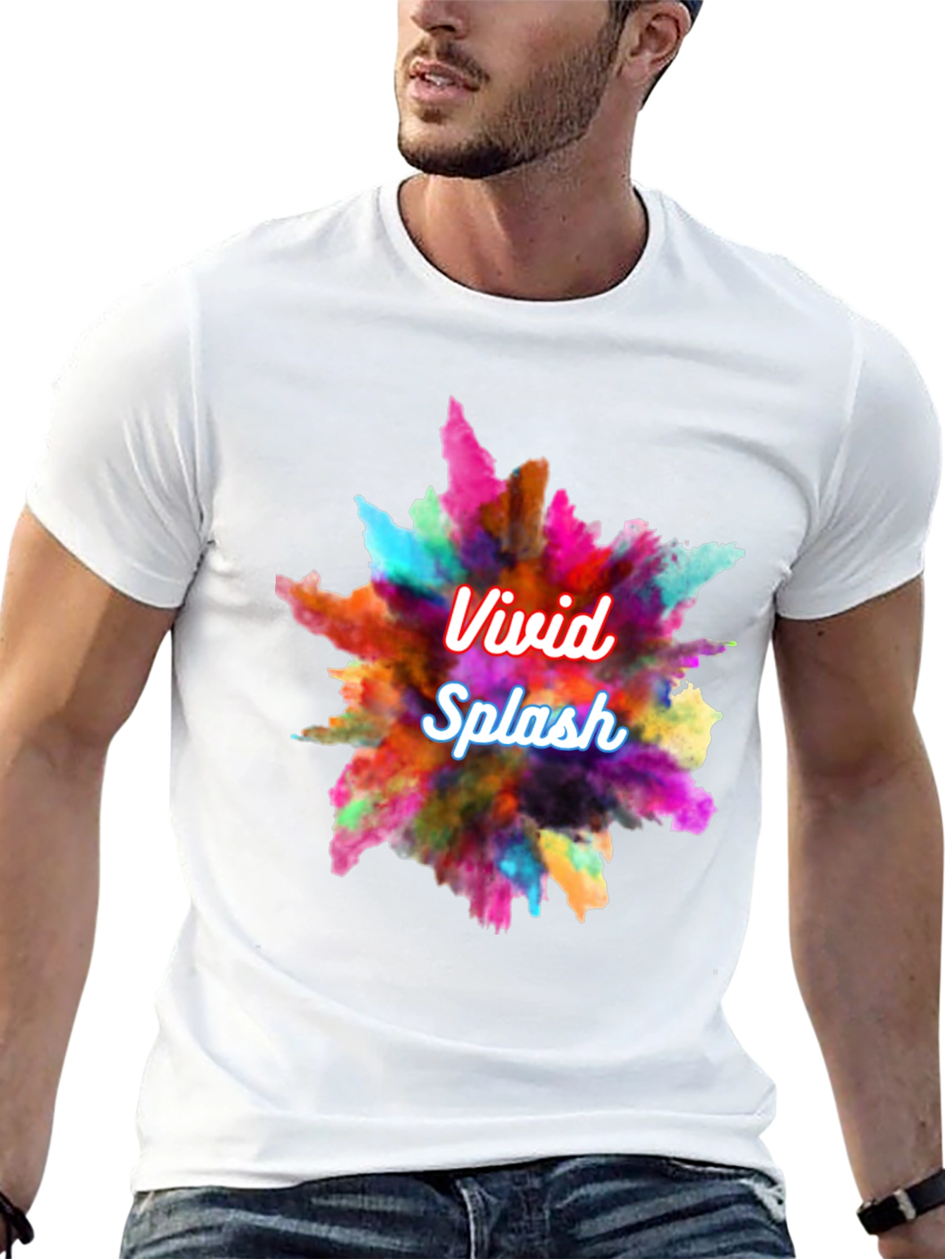 Vivid Splash Graphic T-Shirt - Black Crew Neck