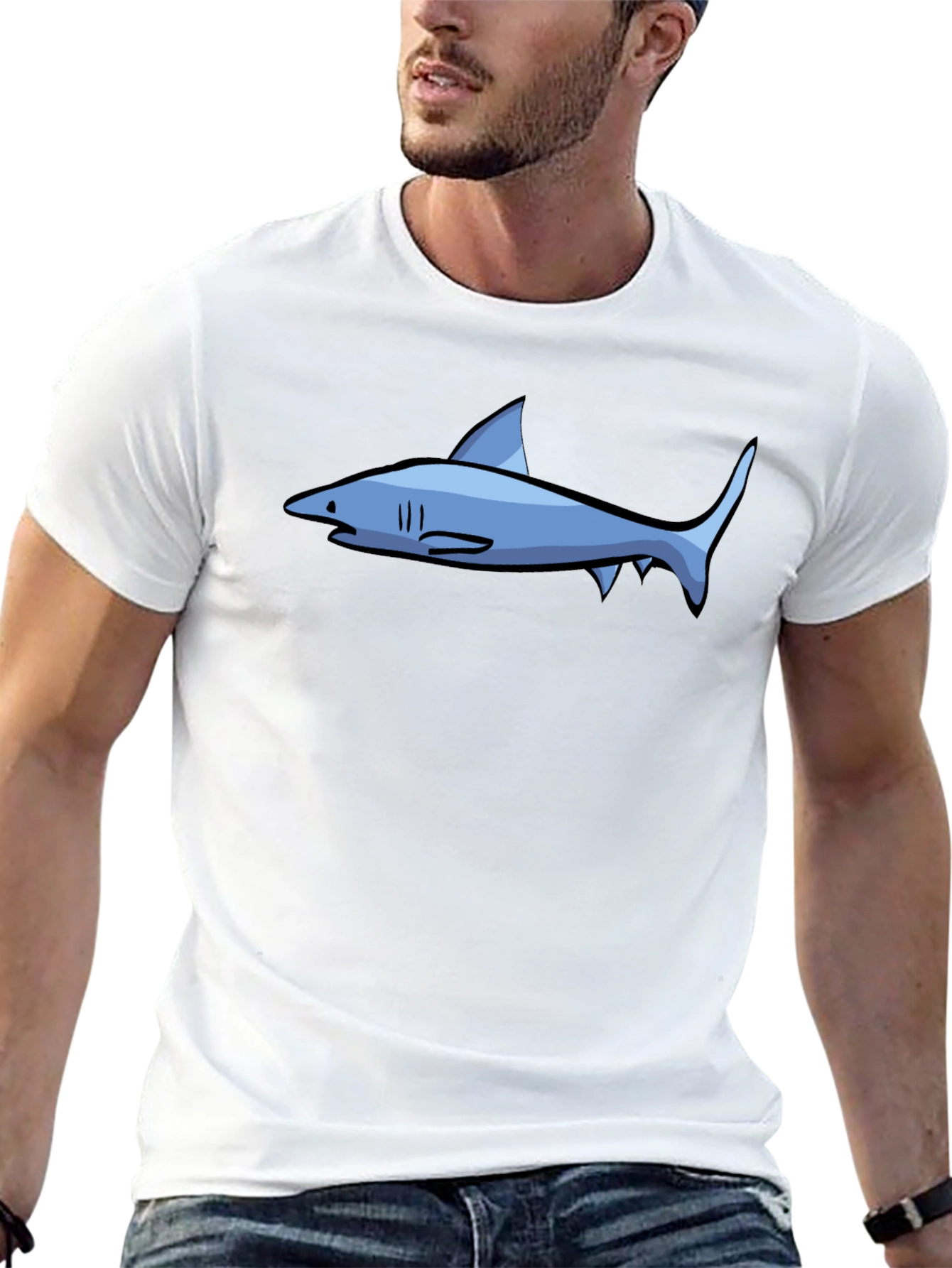 Shark Graphic Tee - Casual Black T-Shirt